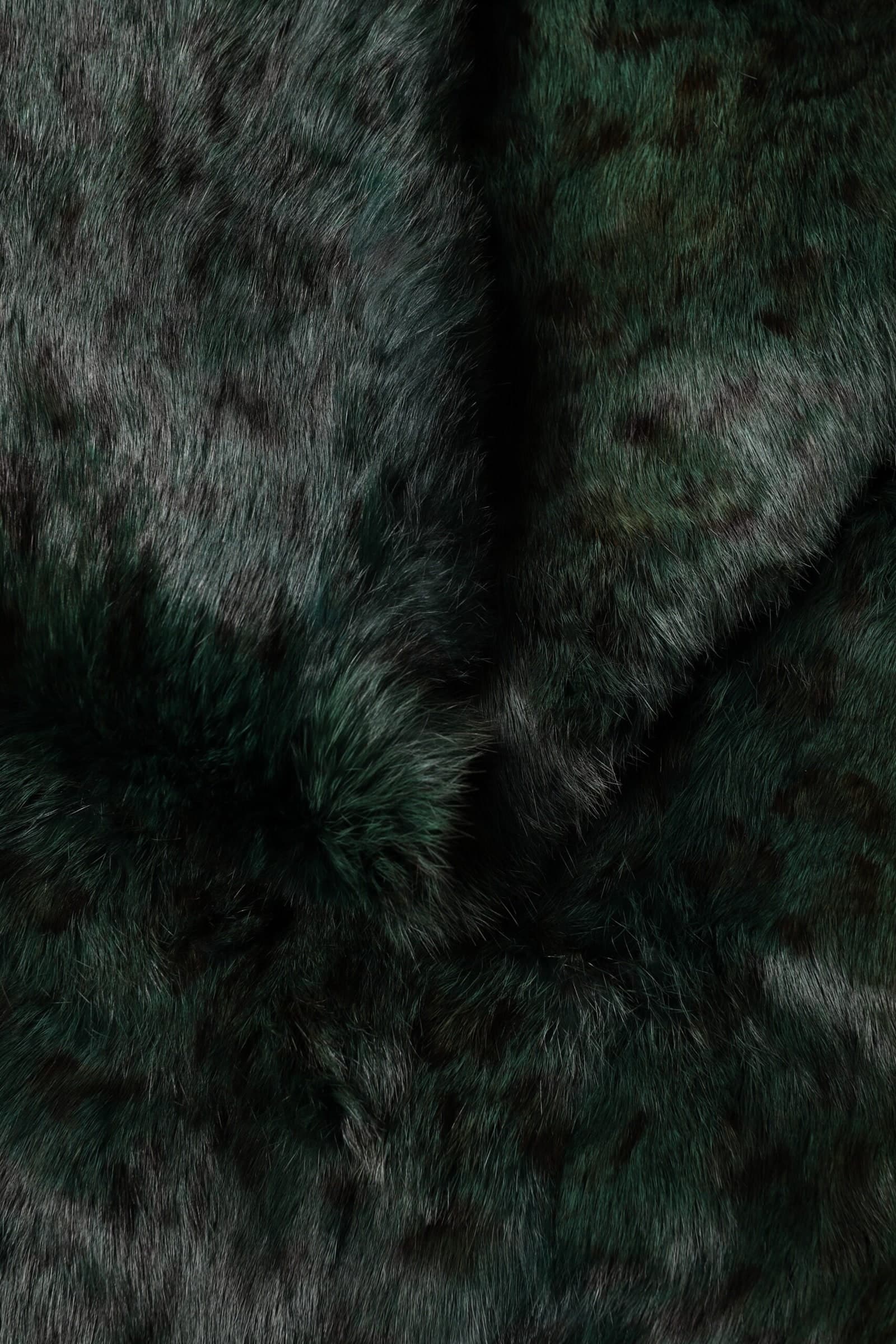 Black Green Stripe Fur Shawl Neck Wrap 180cm x49cm  Scarf - 3