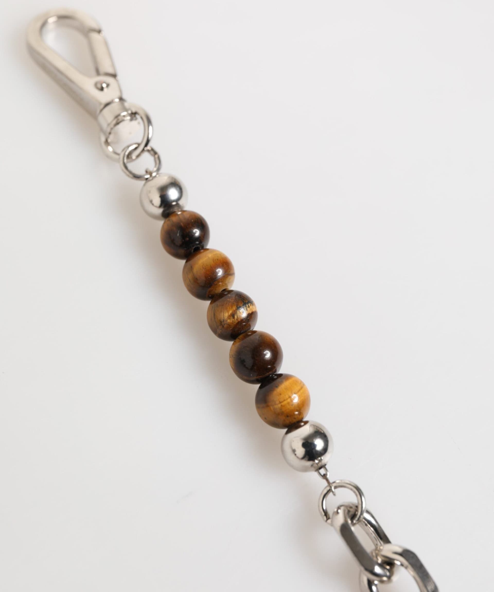 Silver Chain Brass Beaded Lobster Clasp Logo Men Bracelet - 4