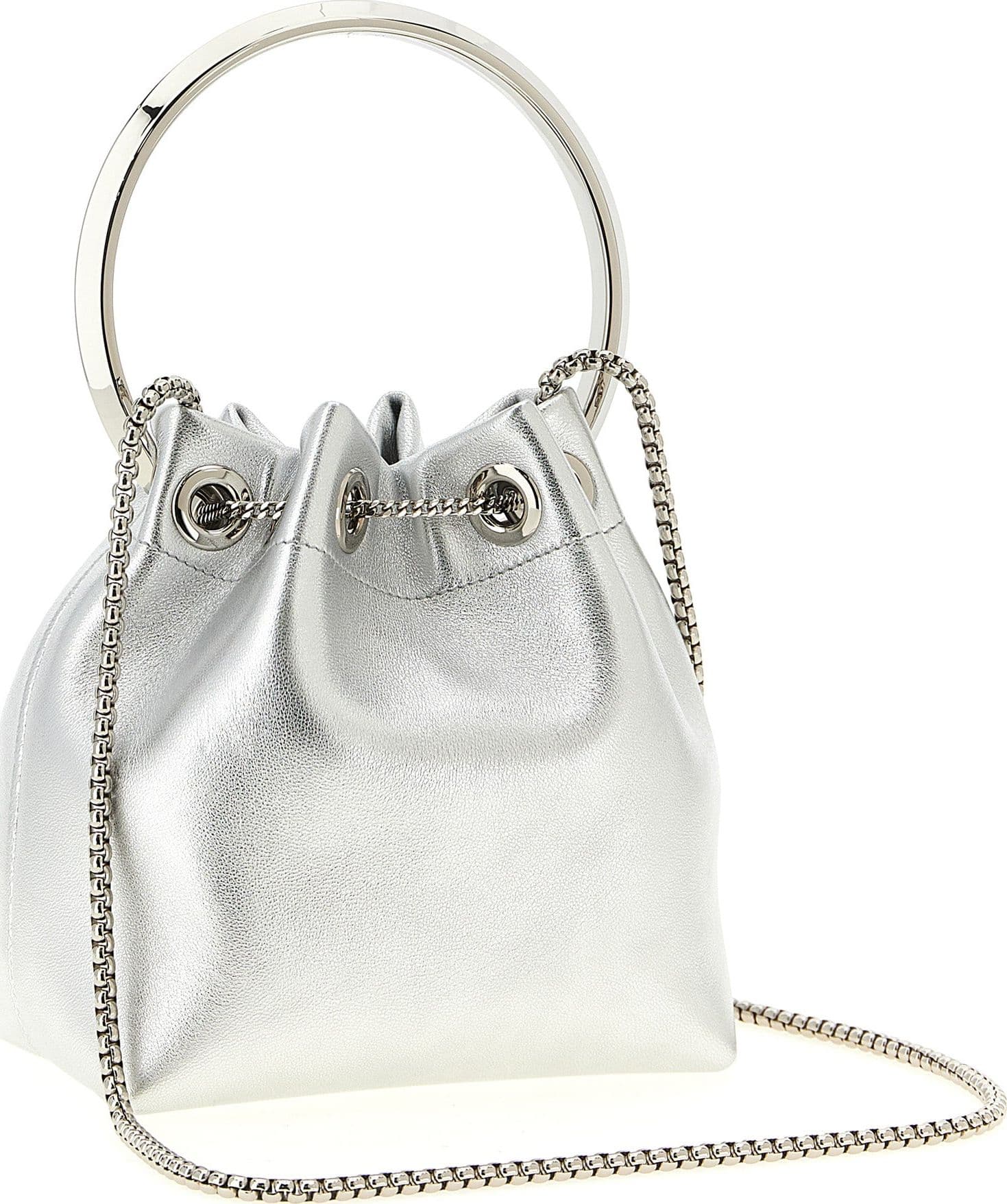 Silver Lamb Leather Handbag - 2