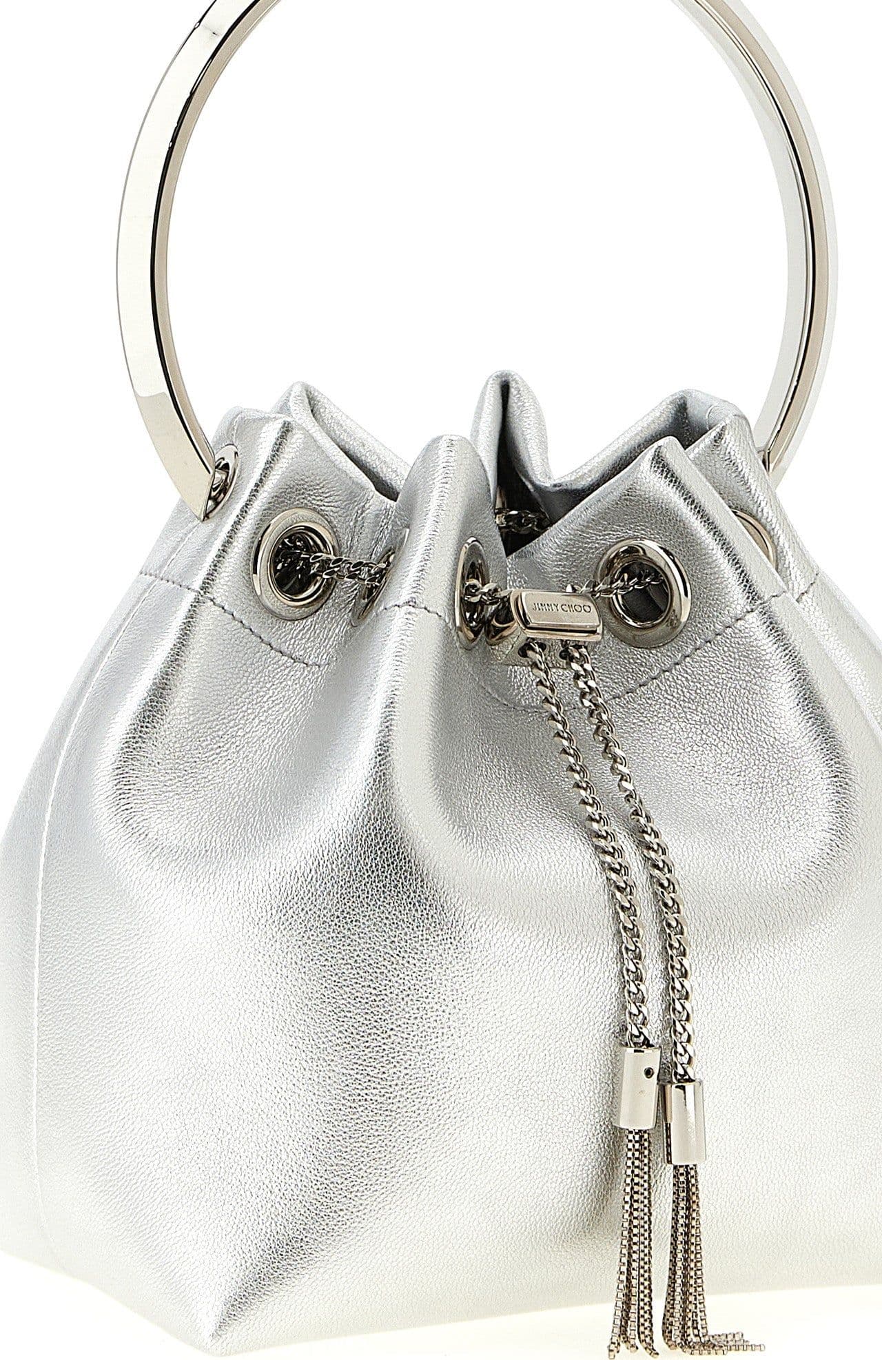 Silver Lamb Leather Handbag - 3