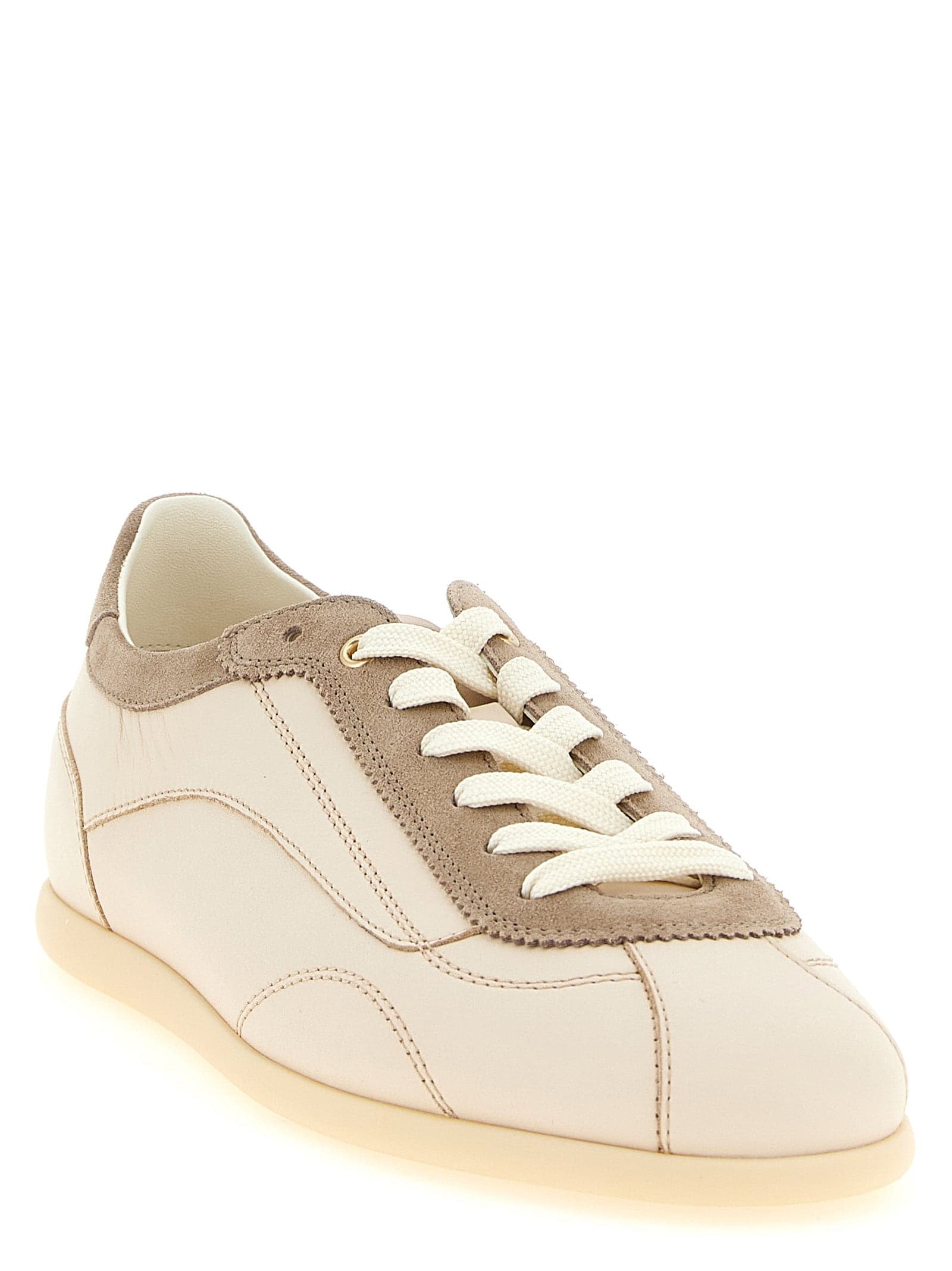 Beige Calfskin Low Top Sneakers - 2