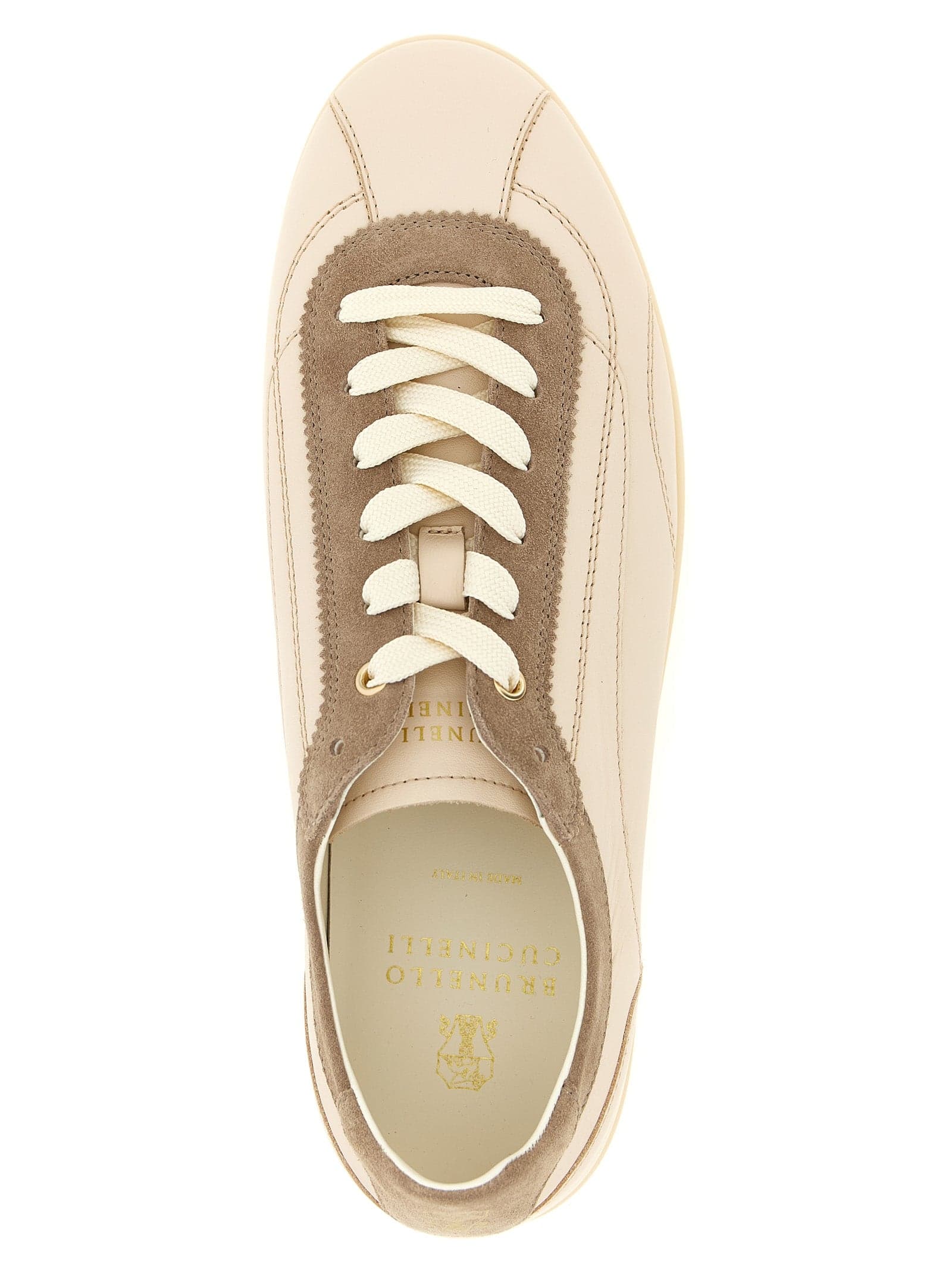 Beige Calfskin Low Top Sneakers - 4