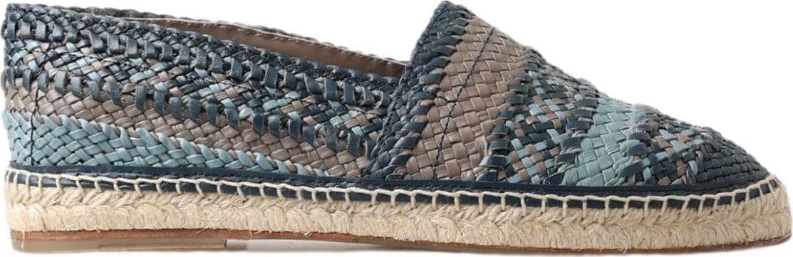 Blue Gray Leather Buffalo Espadrille Shoes - 5