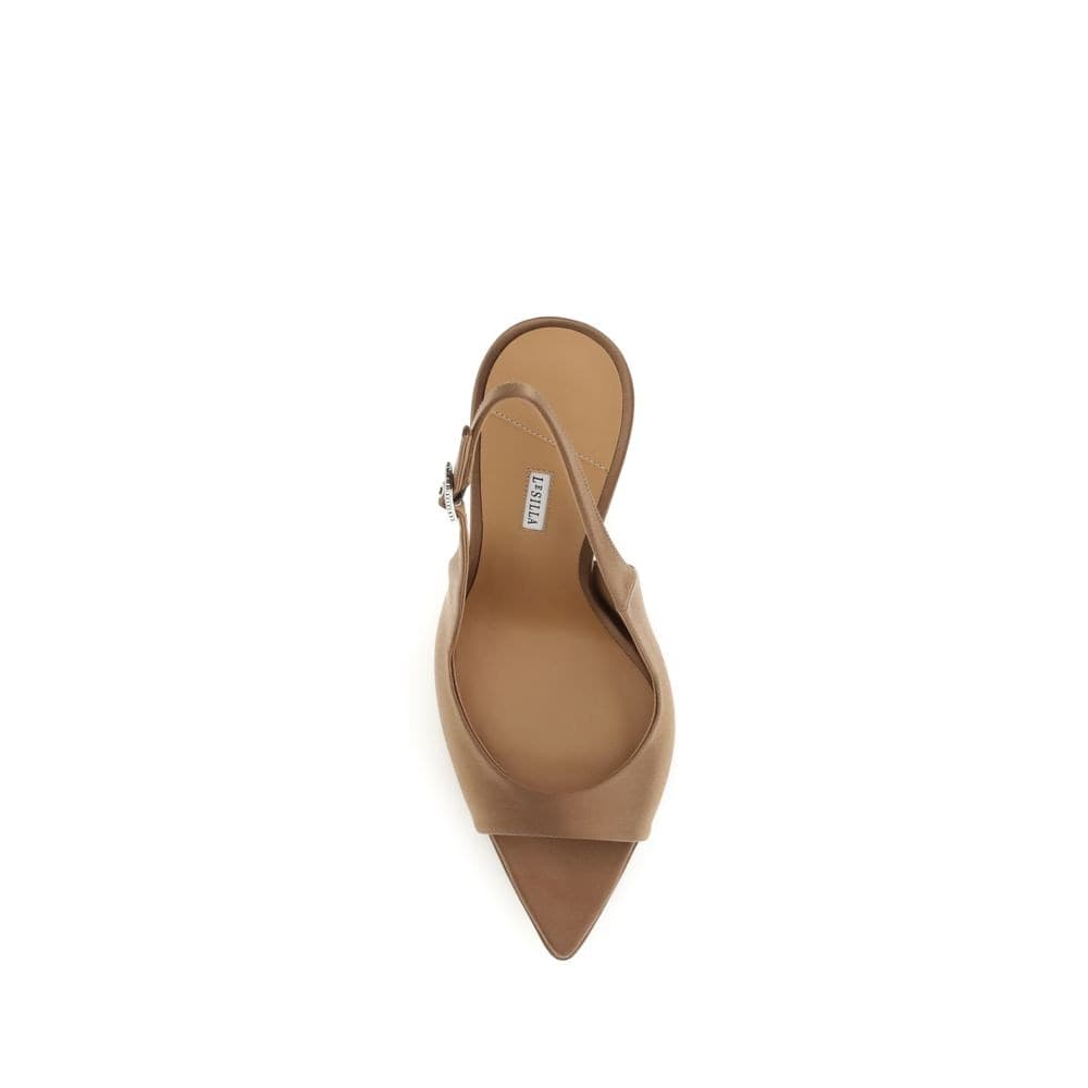 Brown Silk Stiletto Heel Sandals - 4