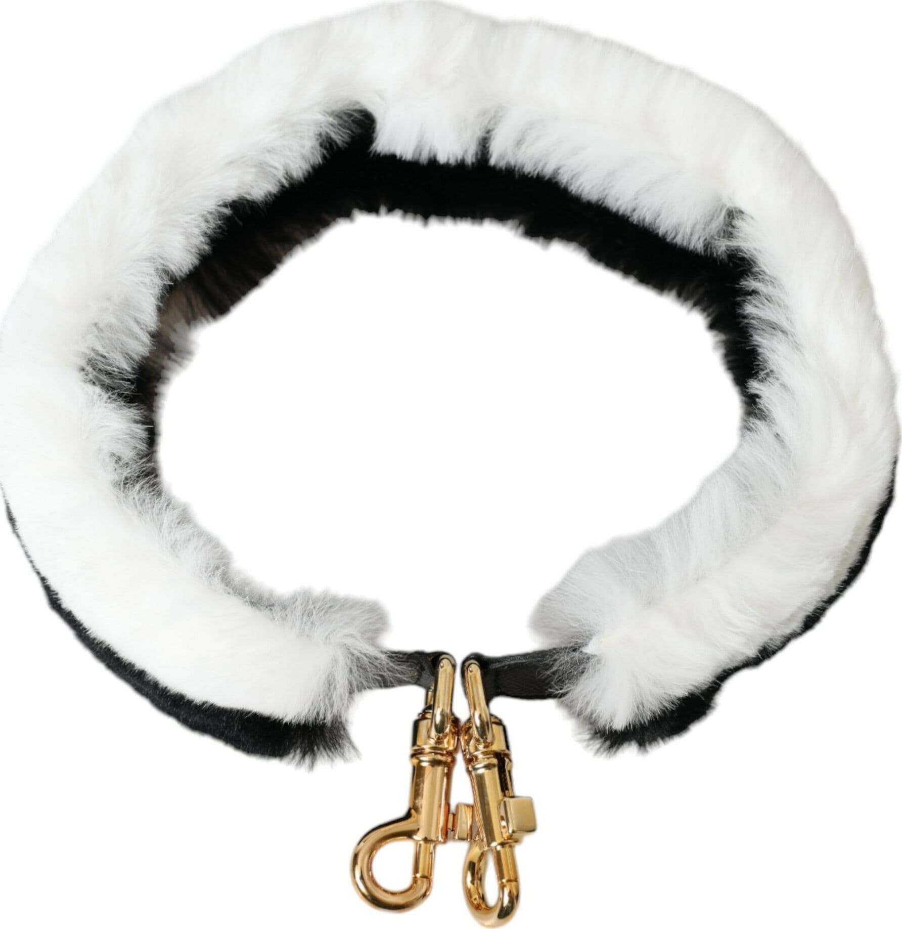 Black White Lapin Fur Accessory Shoulder Strap - 5