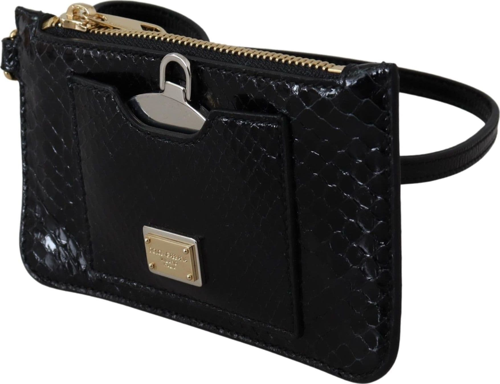 Black Leather Coin Purse Wristlet Mirror Agnese Wallet - 2