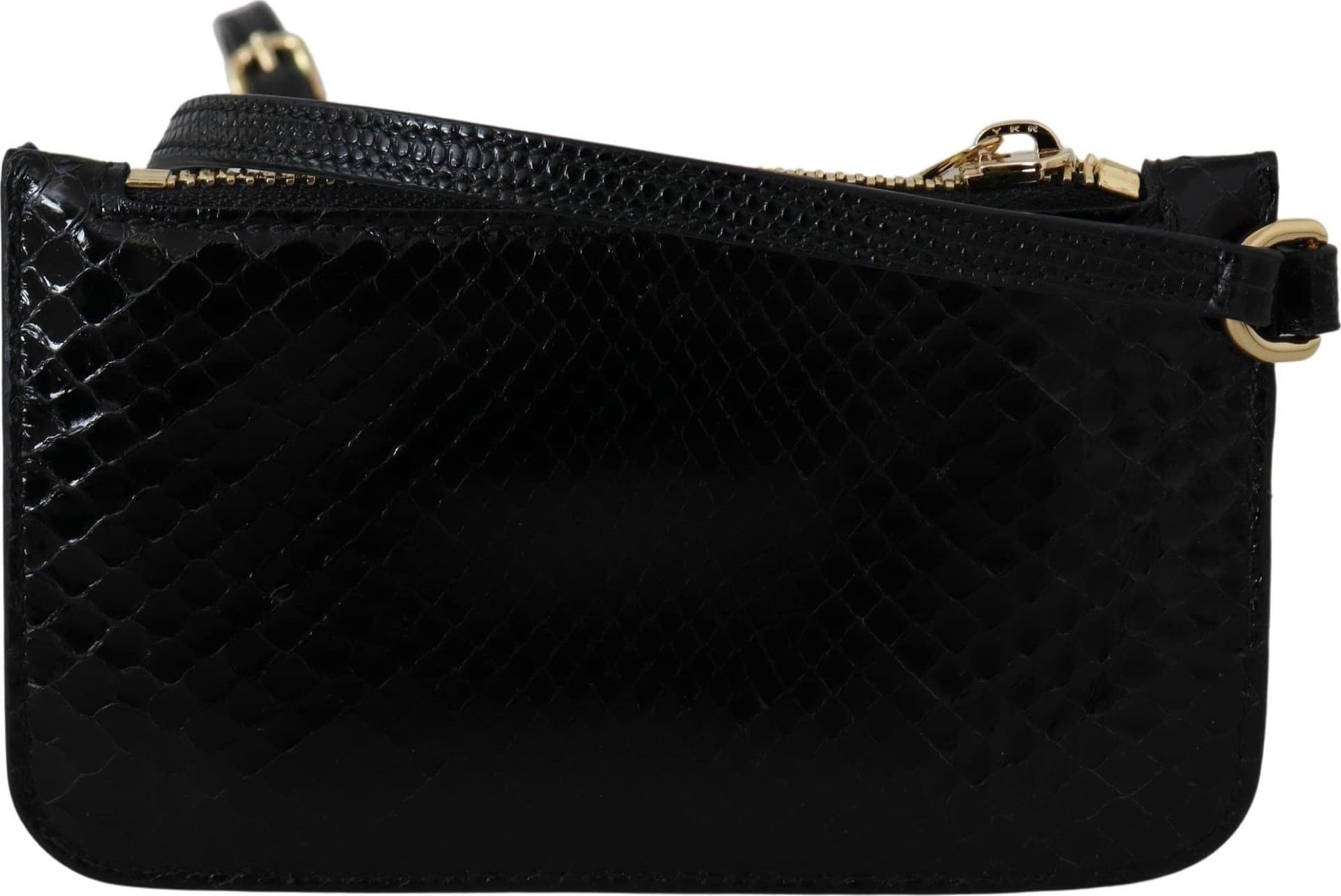 Black Leather Coin Purse Wristlet Mirror Agnese Wallet - 3