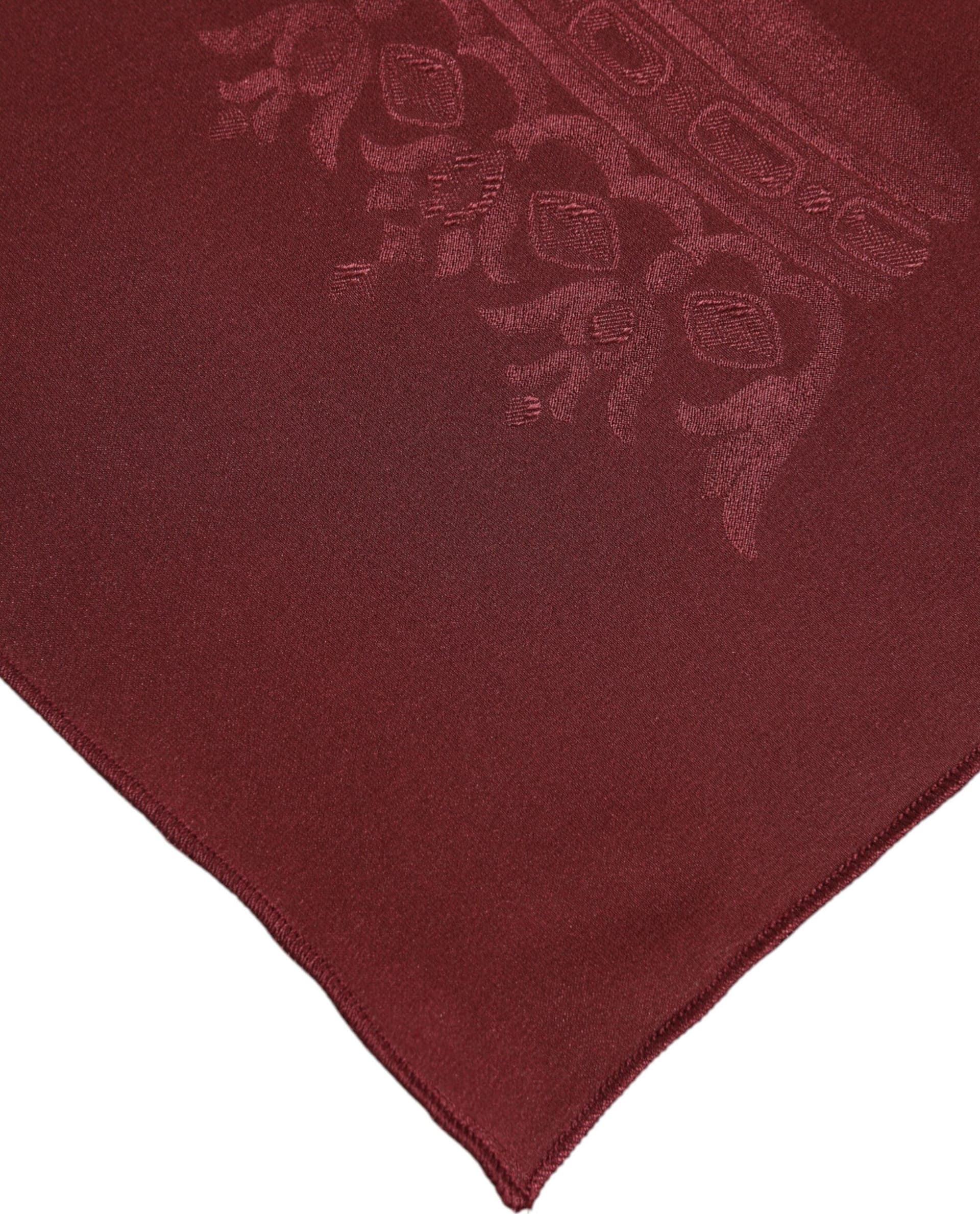 Maroon Silk Crown Square Men Foulard Scarf - 4