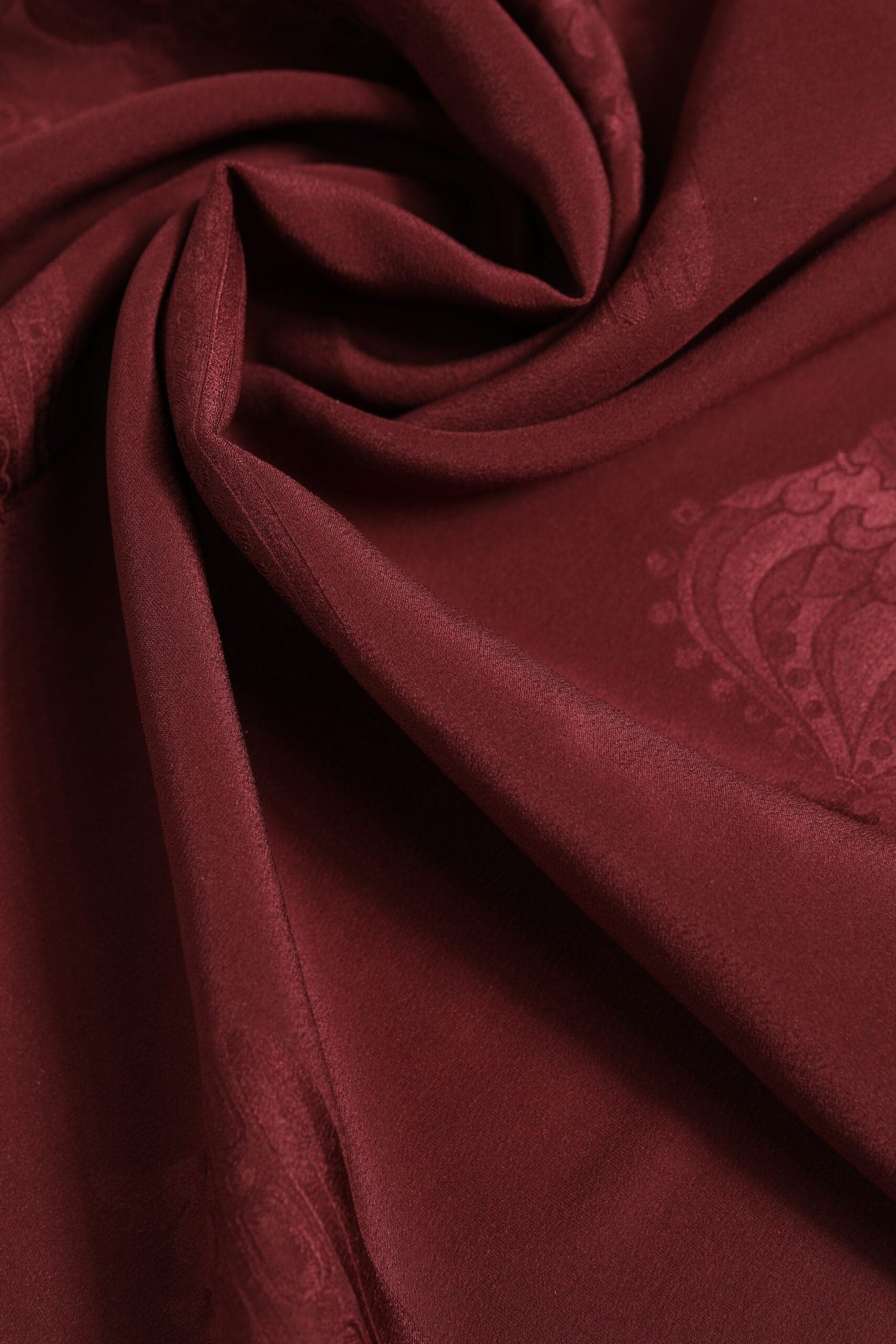 Maroon Silk Crown Square Men Foulard Scarf - 5