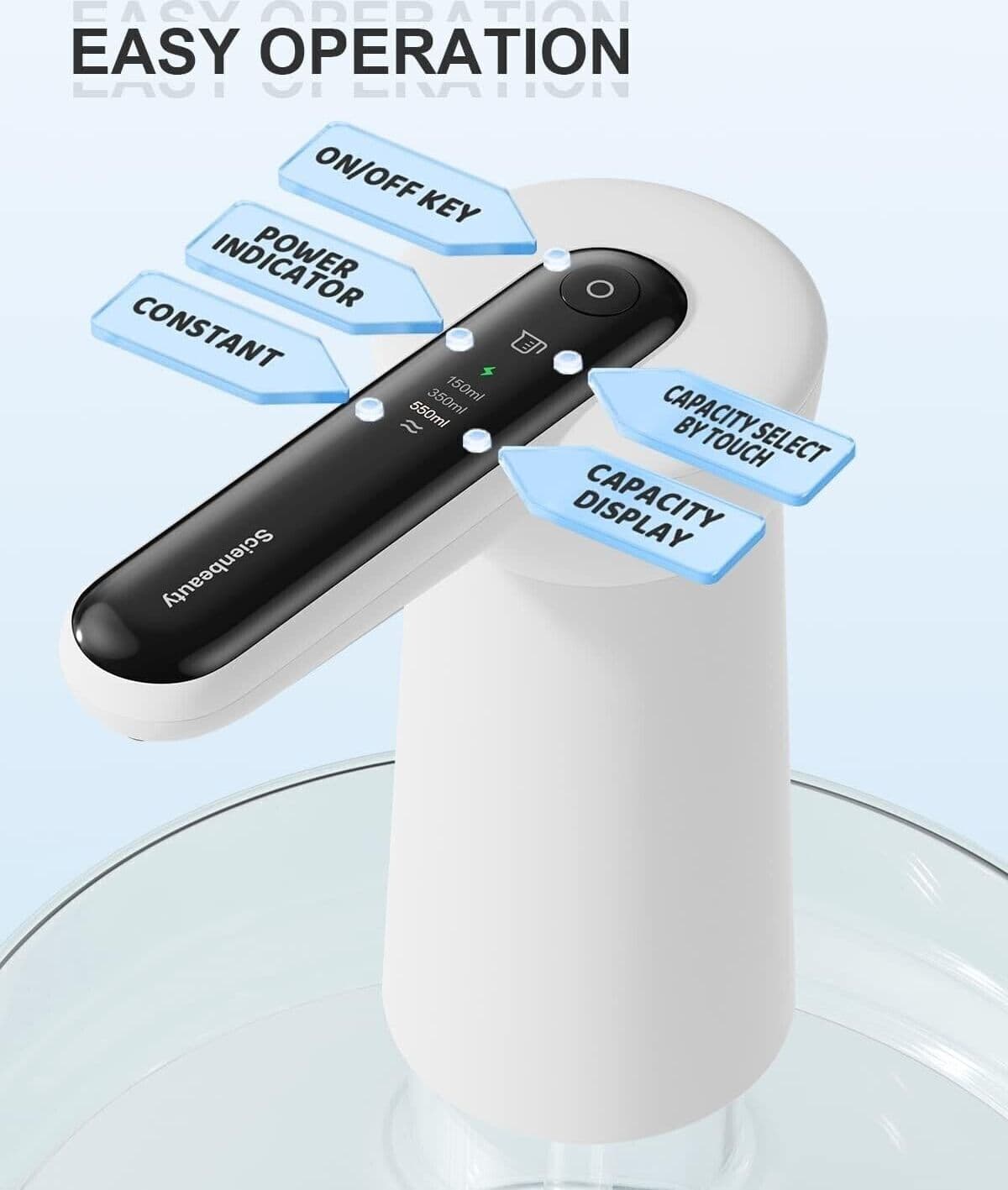 Dispenser di Acqua imbottigliata con Luce LED,  Ricarica USB, Pompa elettrica - 4