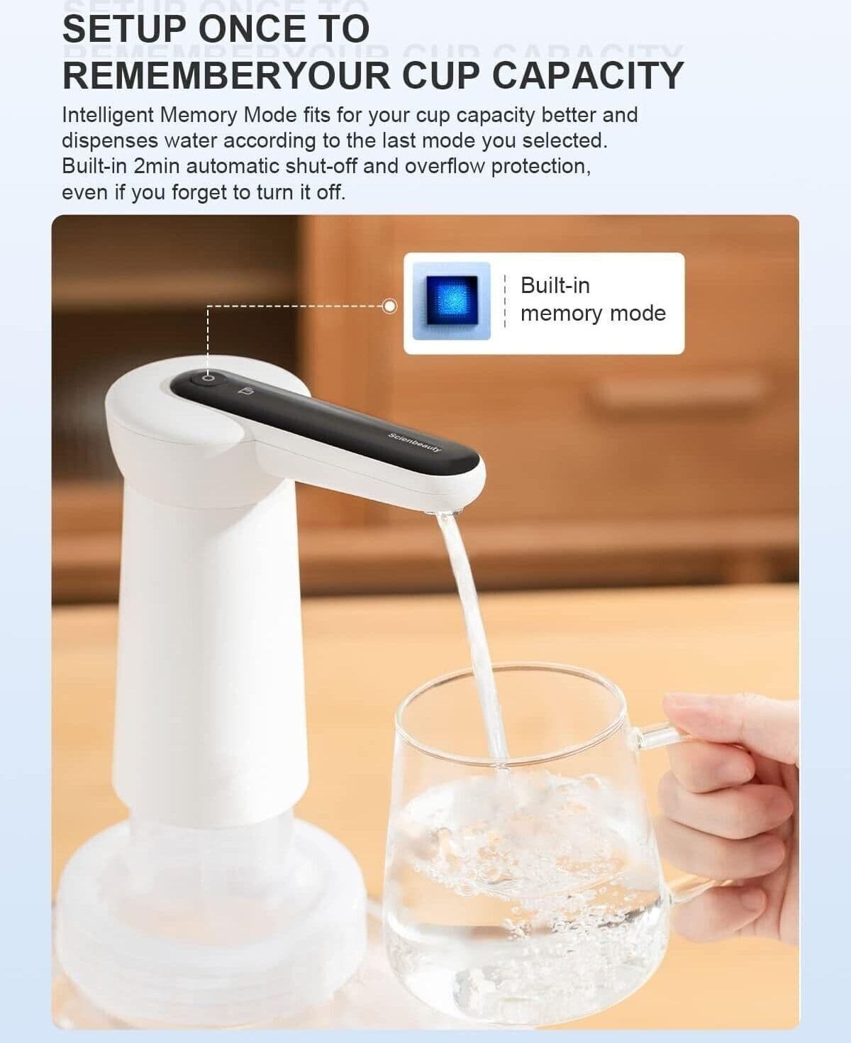 Dispenser di Acqua imbottigliata con Luce LED,  Ricarica USB, Pompa elettrica - 5