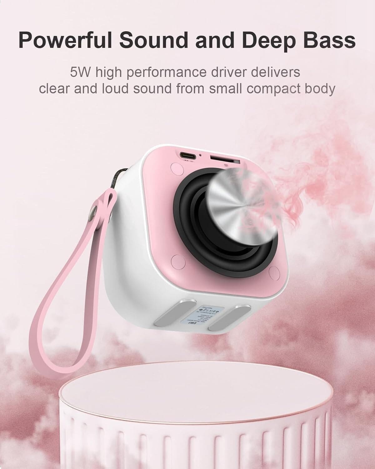 EWA Mini altoparlante wireless Bluetooth con cordino wireless portatile Rosa - 4