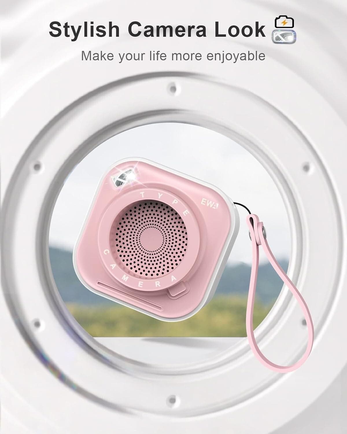 EWA Mini altoparlante wireless Bluetooth con cordino wireless portatile Rosa - 5