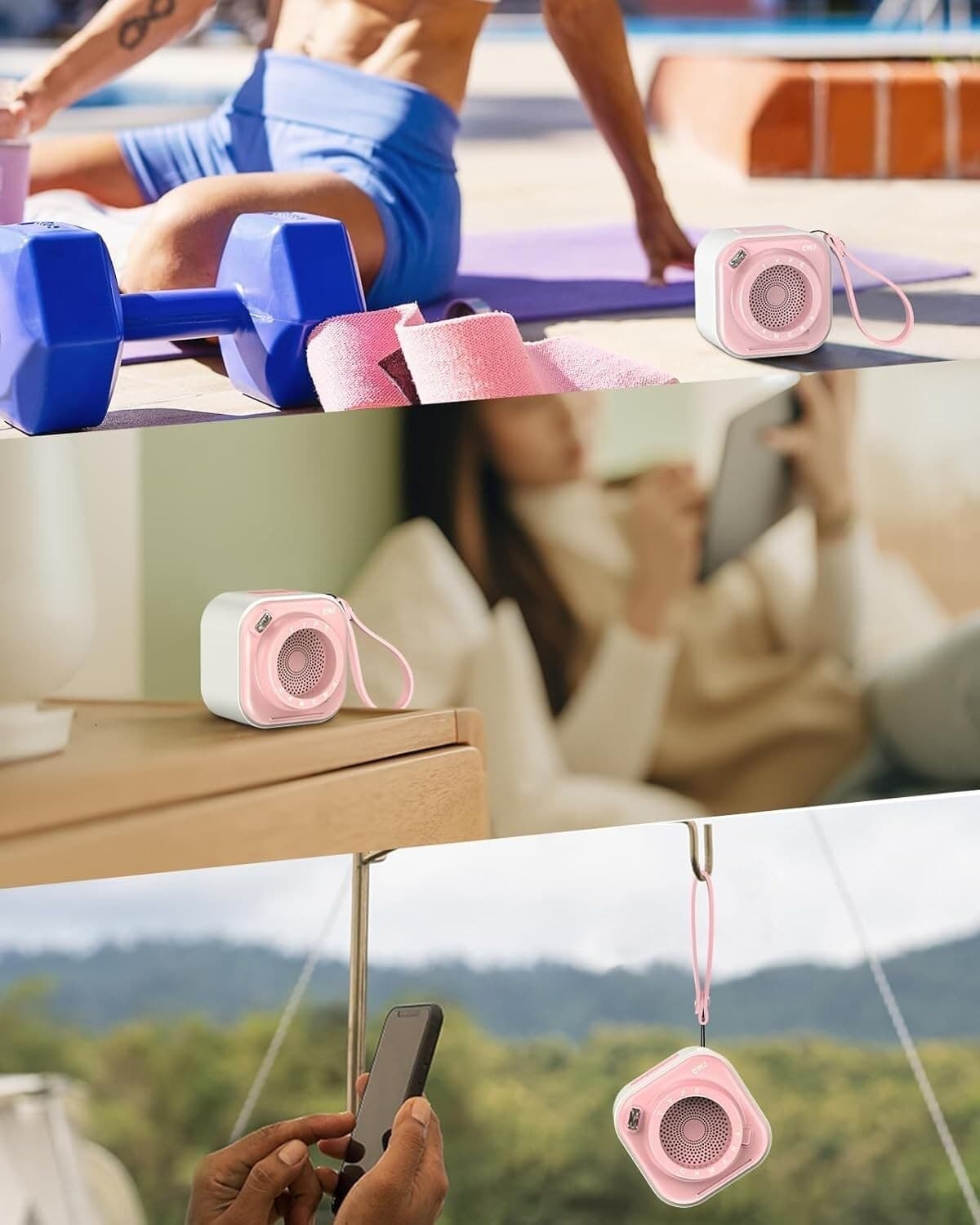 EWA Mini altoparlante wireless Bluetooth con cordino wireless portatile Rosa - 6