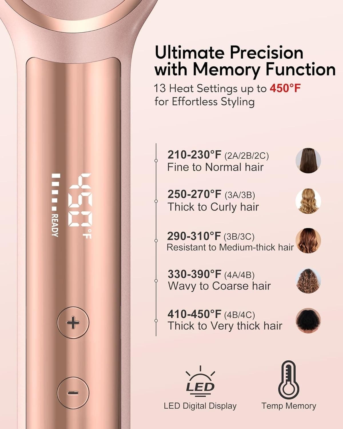 Spazzola Lisciante per Capelli Oro Rosa Pettine Lisciante Ionico Terviiix - 2