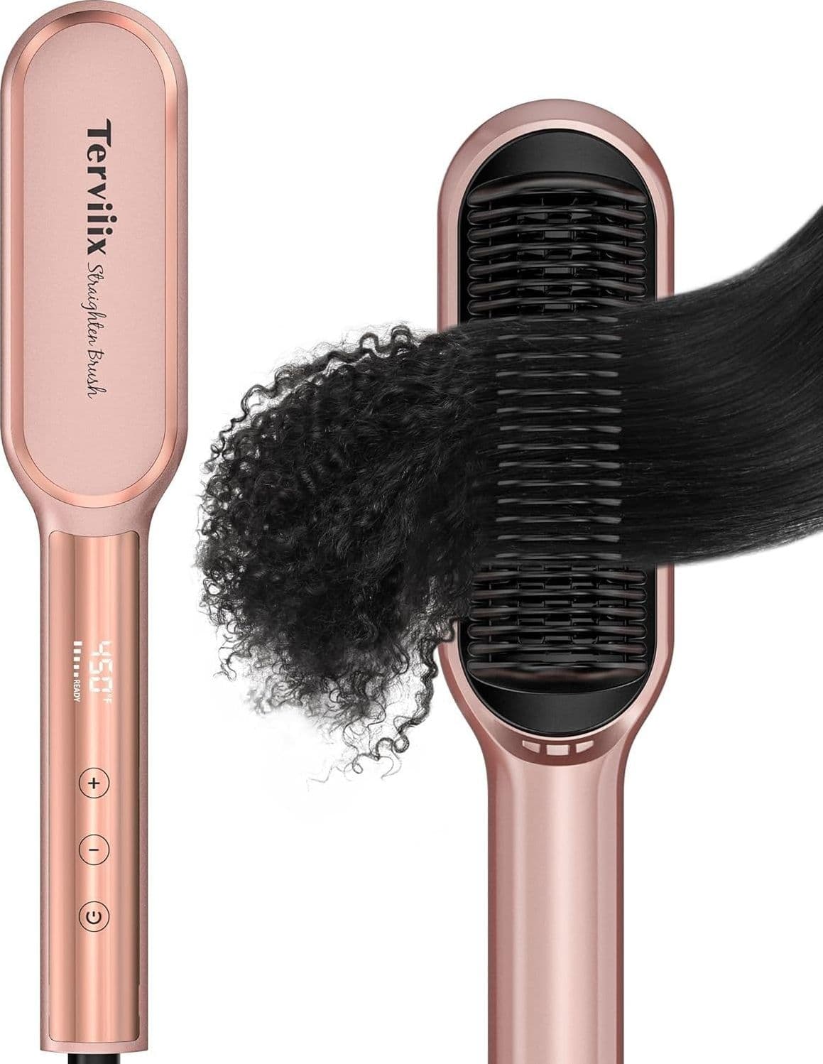 Spazzola Lisciante per Capelli Oro Rosa Pettine Lisciante Ionico Terviiix - 3