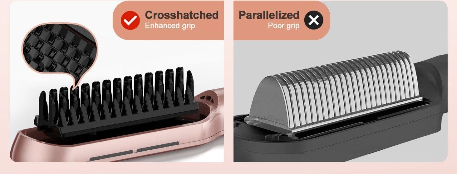 Spazzola Lisciante per Capelli Oro Rosa Pettine Lisciante Ionico Terviiix - 9
