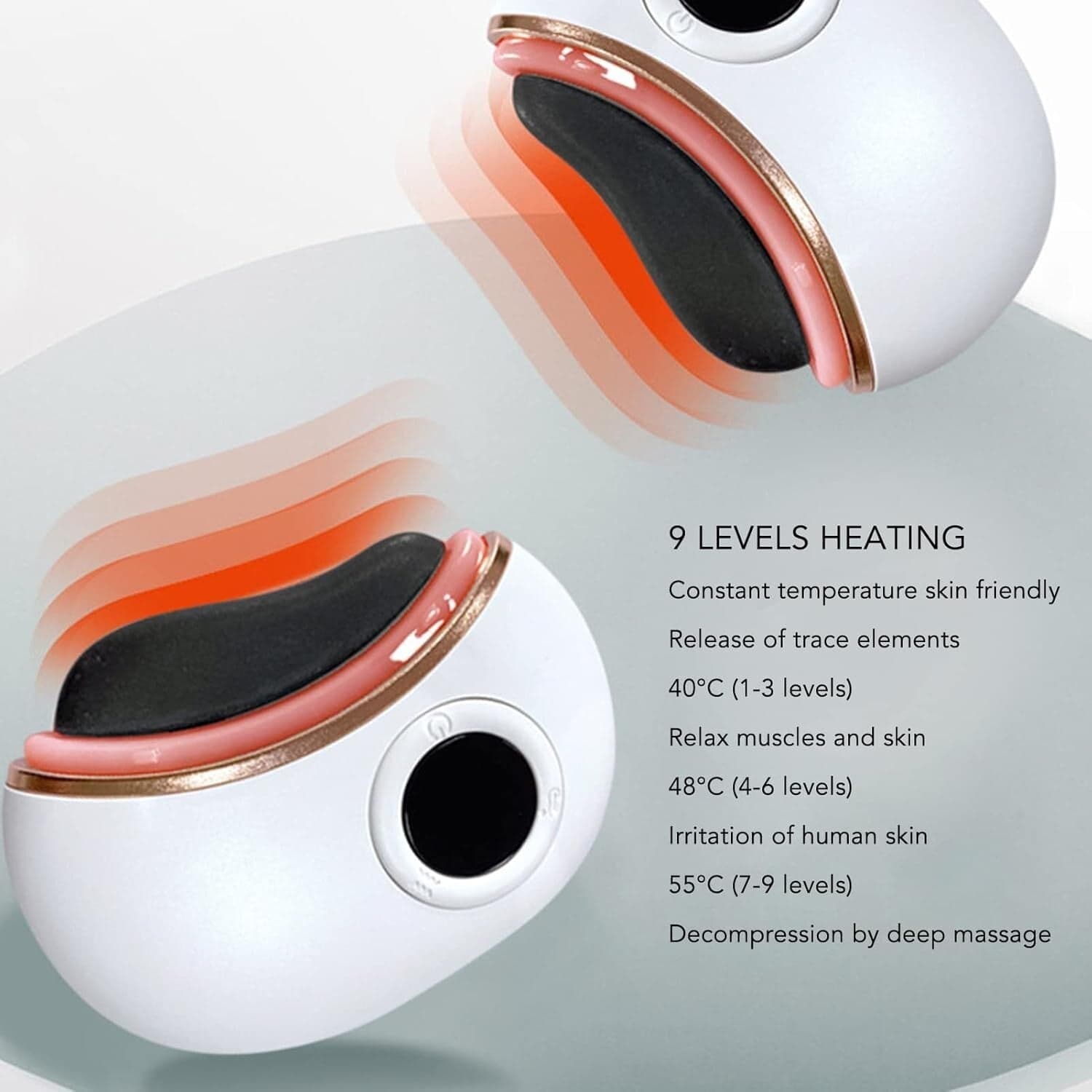 Strumento massaggiatore per il viso elettrico, con calore e vibrazione 3 livelli - 7