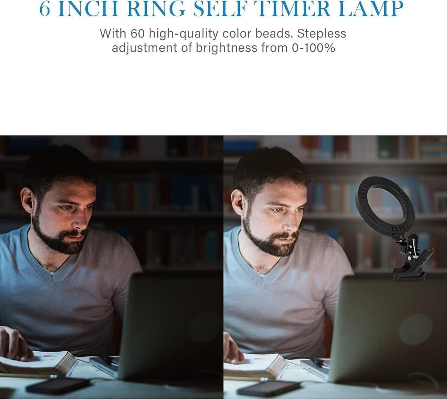 Anello luminoso a LED, Anello luminoso per selfie da tavolo da 6,3 pollici - 7