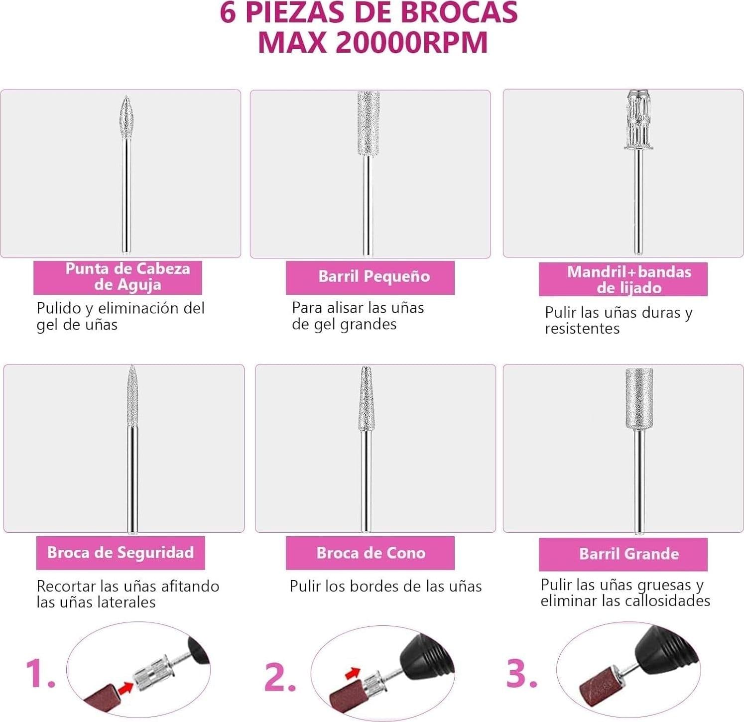 Fresa per unghie Kit professionale lima per unghie elettrica per manicure - 6