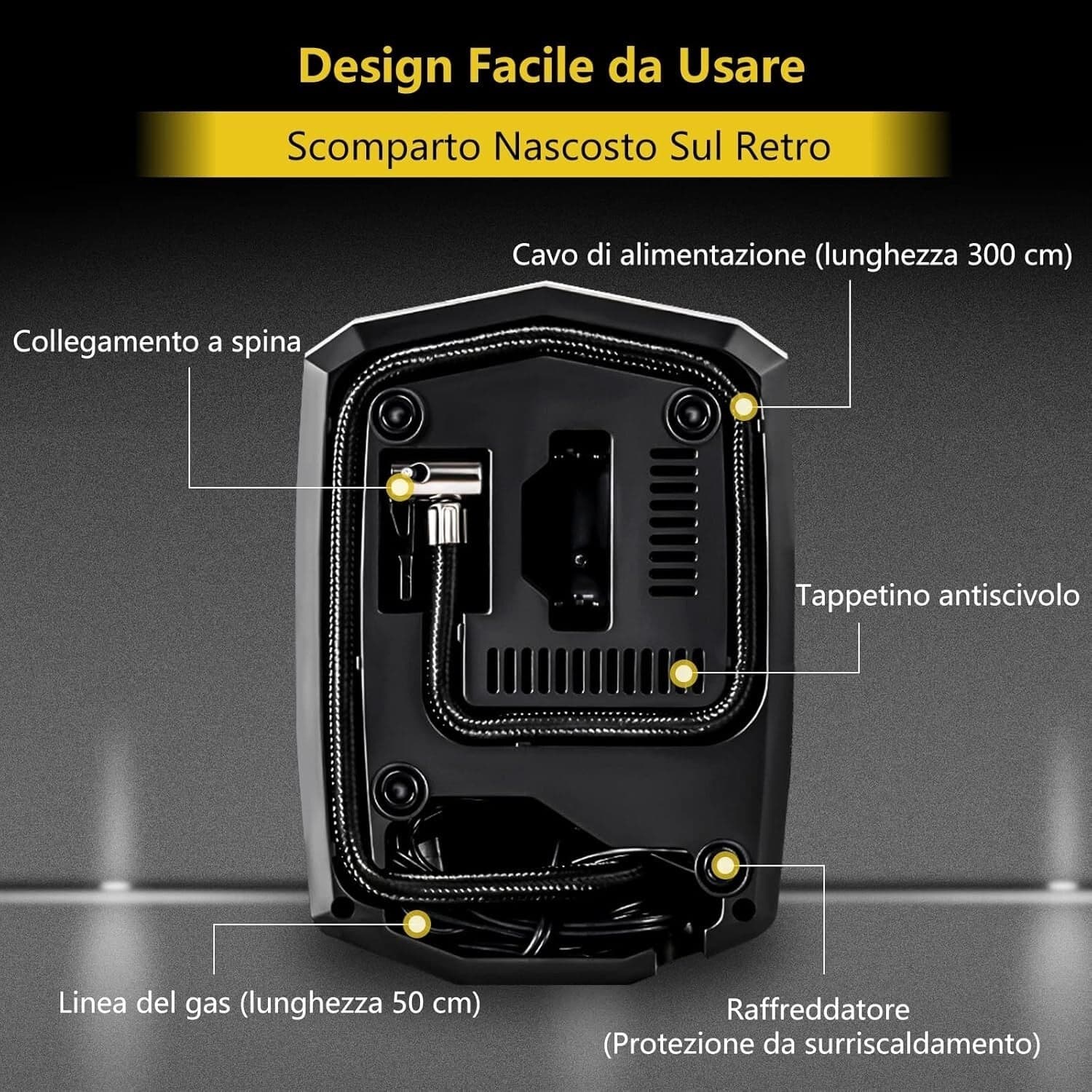 SYTUNG Compressore Aria Portatile Auto Con 3 Adattatori per Ugelli e Luci LED - 5