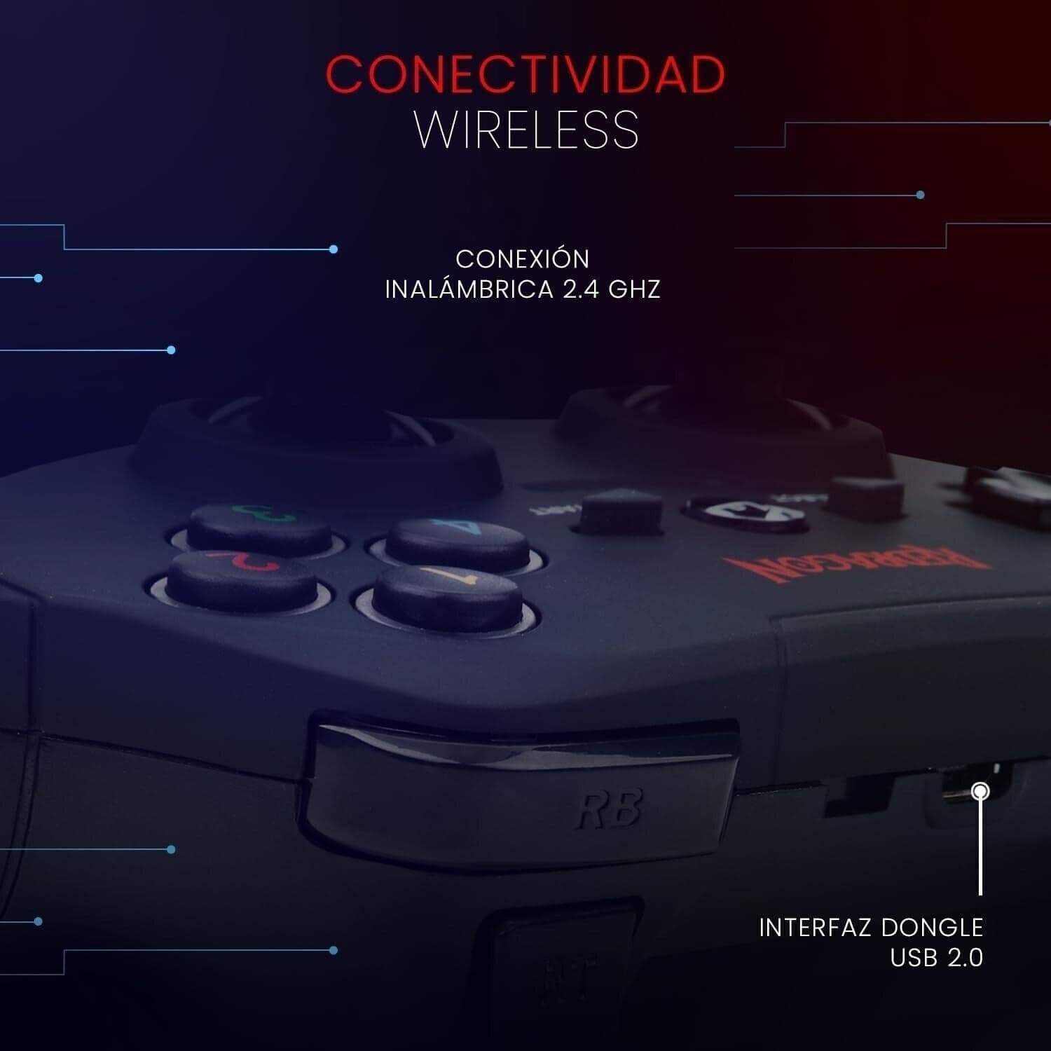 CONTROLLER GAMEPAD WIRELESS REDRAGON Harrow G808 compatibile con PC e PS3 - 3