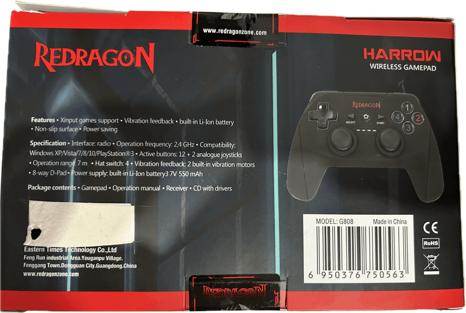 CONTROLLER GAMEPAD WIRELESS REDRAGON Harrow G808 compatibile con PC e PS3 - 7