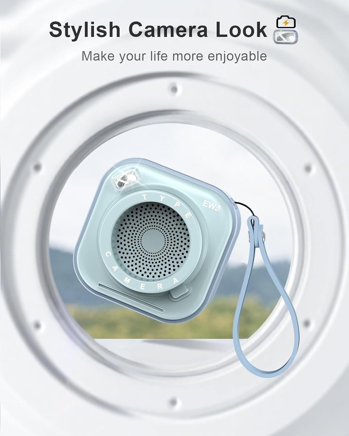 EWA Mini altoparlante wireless Bluetooth con cordino wireless portatile Azzurro - 2