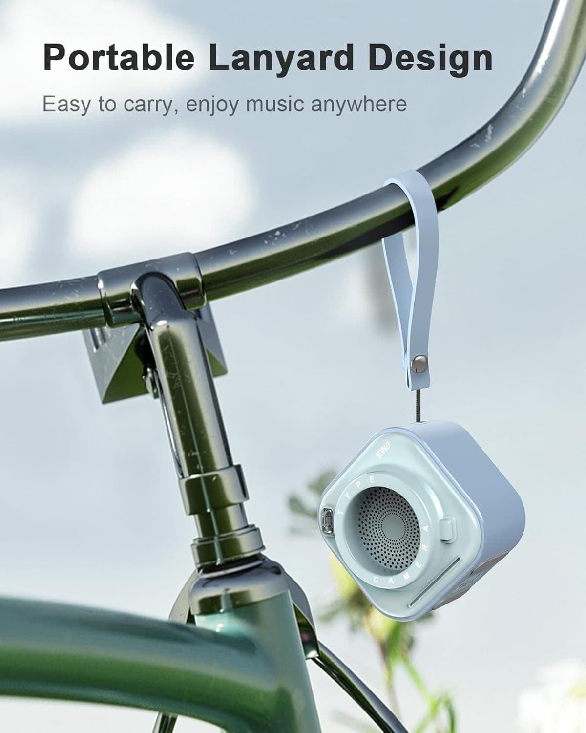 EWA Mini altoparlante wireless Bluetooth con cordino wireless portatile Azzurro - 3