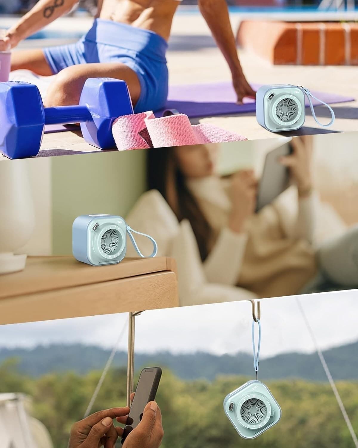 EWA Mini altoparlante wireless Bluetooth con cordino wireless portatile Azzurro - 4
