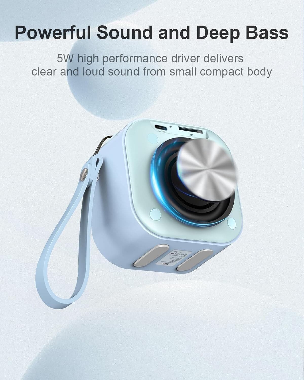 EWA Mini altoparlante wireless Bluetooth con cordino wireless portatile Azzurro - 4
