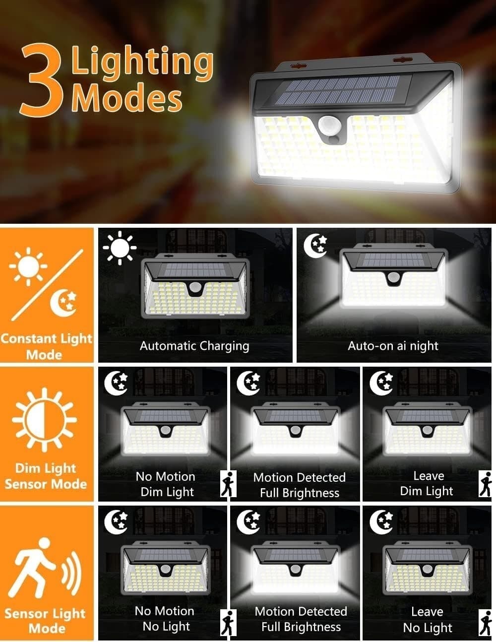 Luci di sicurezza solari 2 Kaulsoue per esterni con sensore di movimento Lampada - 6