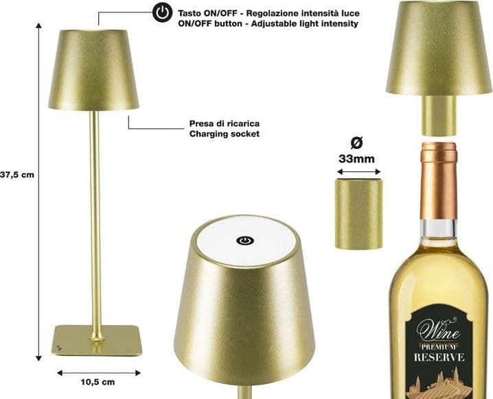 Lampada da Tavolo Senza Fili 2in1 Adattatore per bottiglie incluso Bper - 4