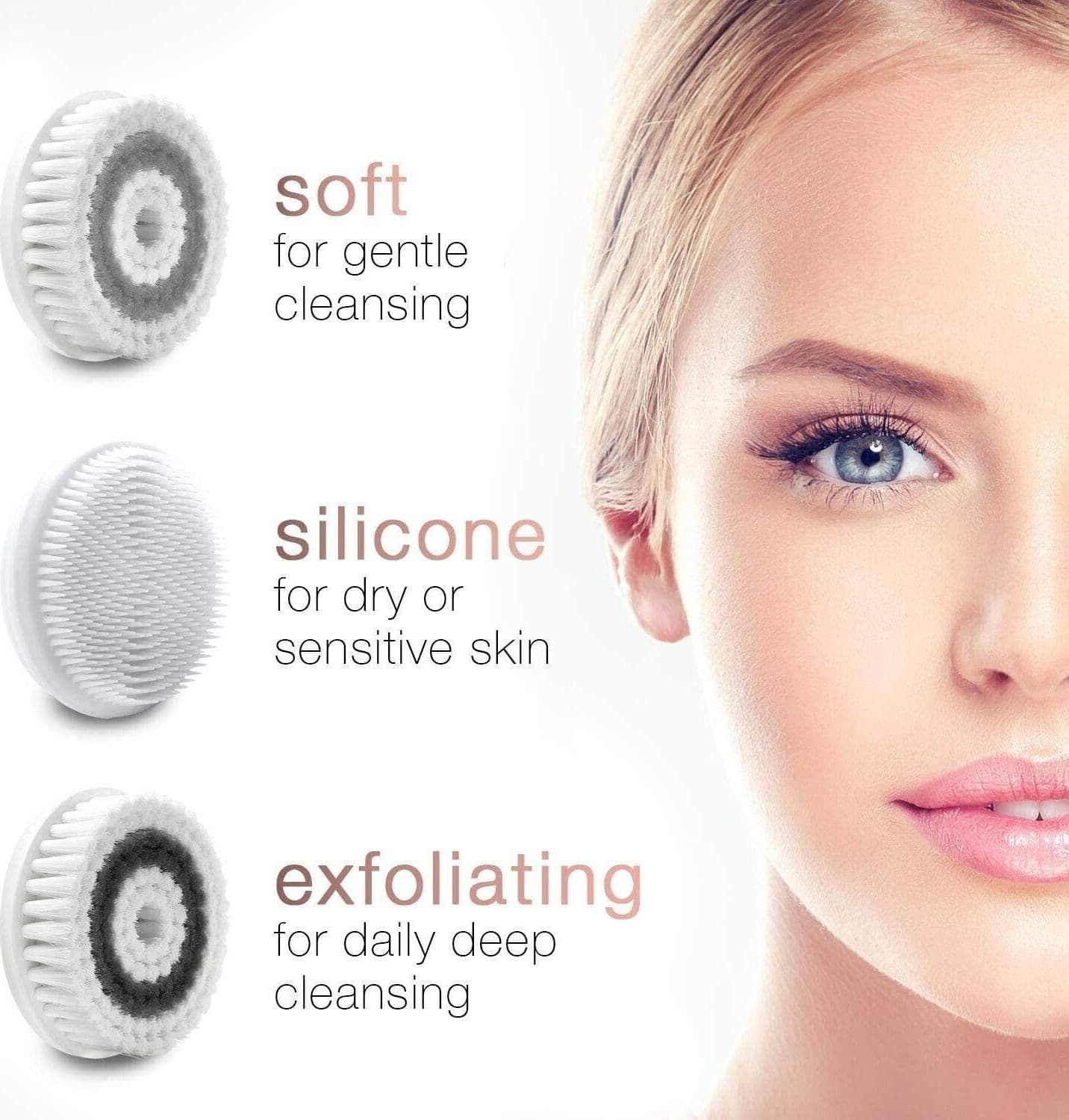 Spazzola Pulizia Viso con 3 Testine Esfoliante, Elettrica e Impermeabile Fancii - 7