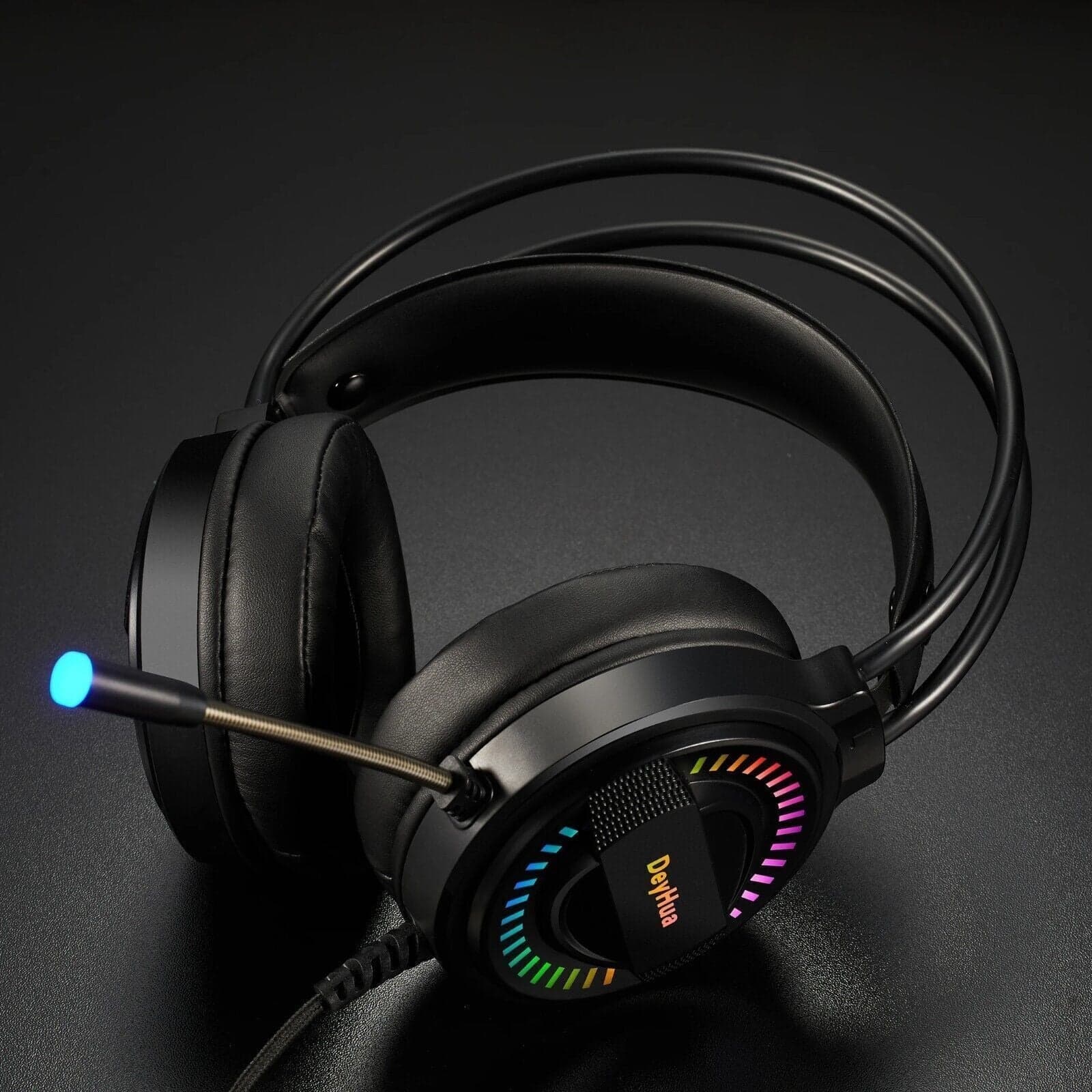 DeyHua RGB Cuffie da gioco per PC PS4 con microfono flessibile HD Cuffie da 3,5 - 3
