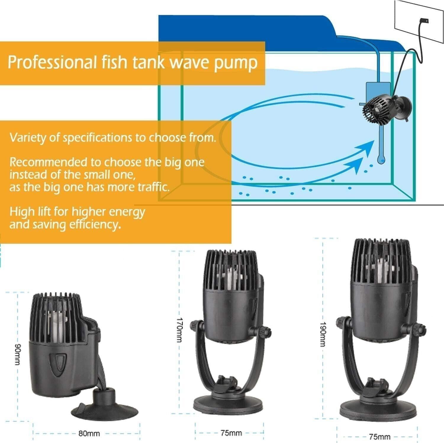 Pompa per acquario BPS 7500L/H Pompa di circolazione Wave Maker 10W QL-200M - 5