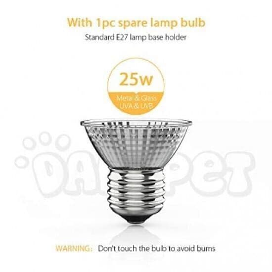 Lampada Riscaldante da 25 W con Supporto Lampada Basking UVA UVB - 7