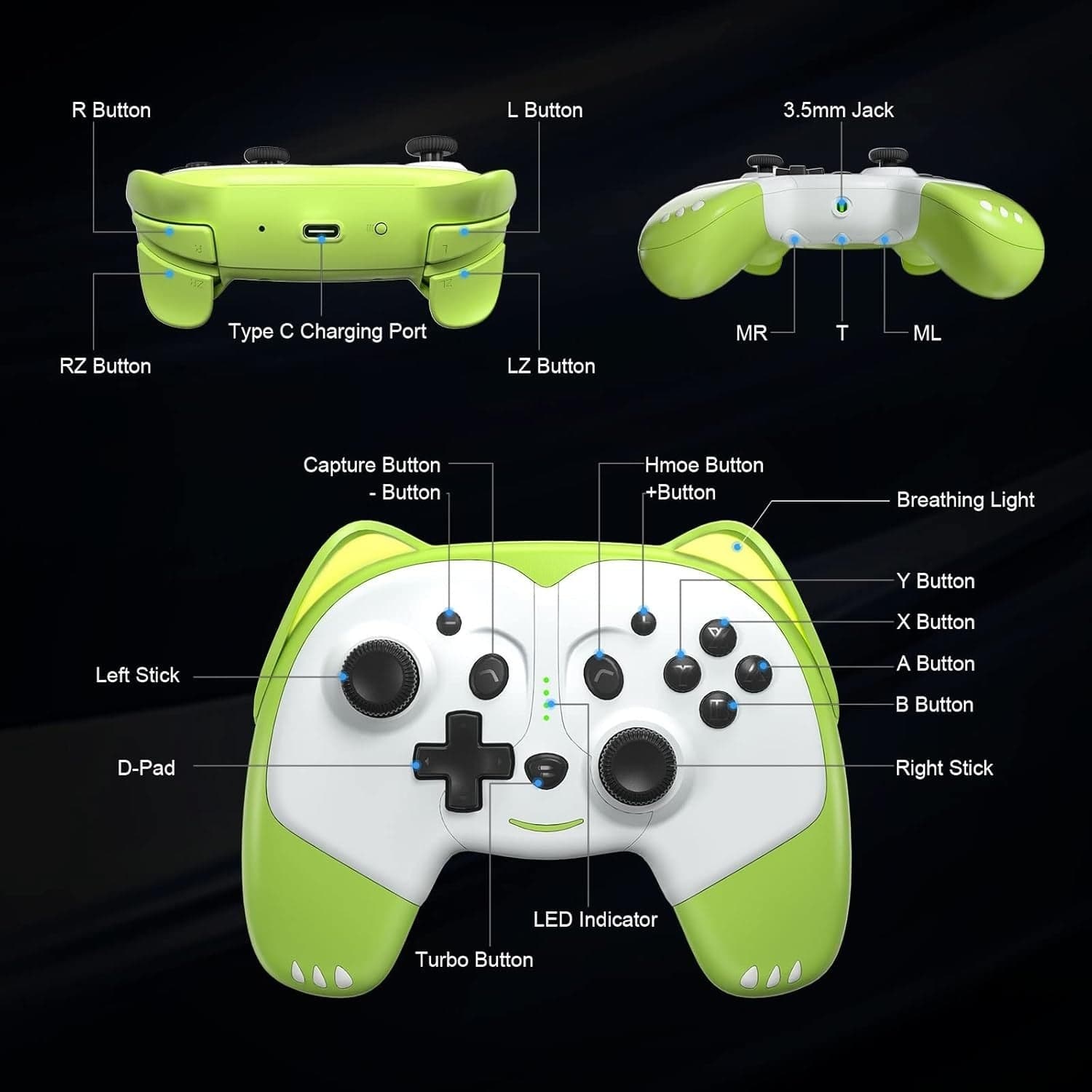 Controller wireless per Nintendo Switch OLED Lite Pro Switch Bluetooth - 2