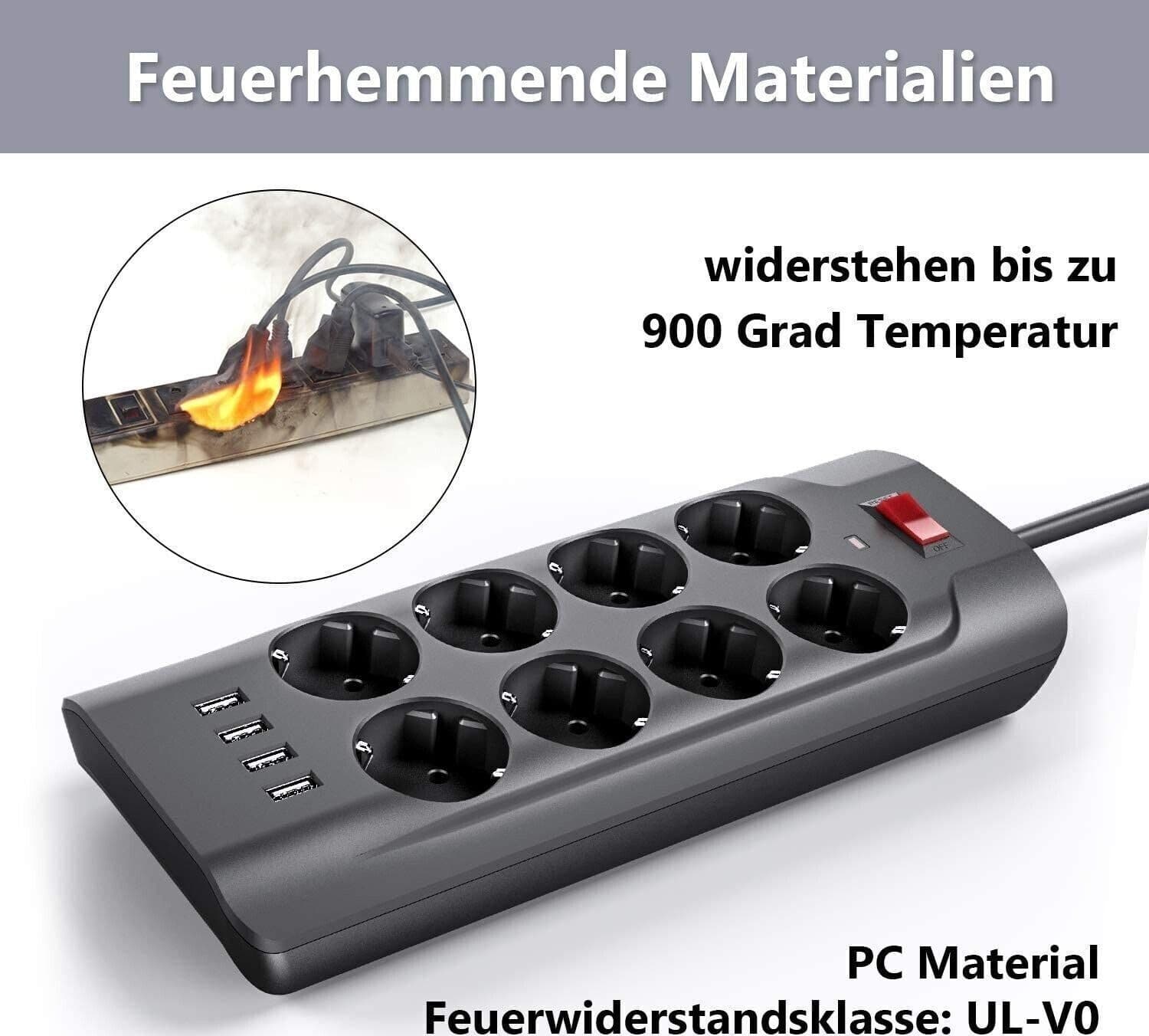 MiiKARE Ciabatta a 8 Prese con 4 Porte USB,Presa Multipla Protetta - 5