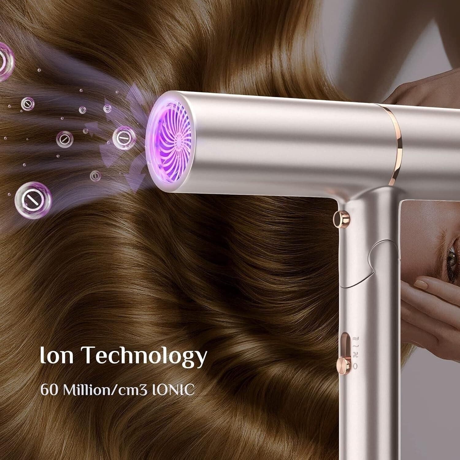 Asciugacapelli Professionale con Ioni, Asciugacapelli da Viaggio, Ionic 1200W - 4