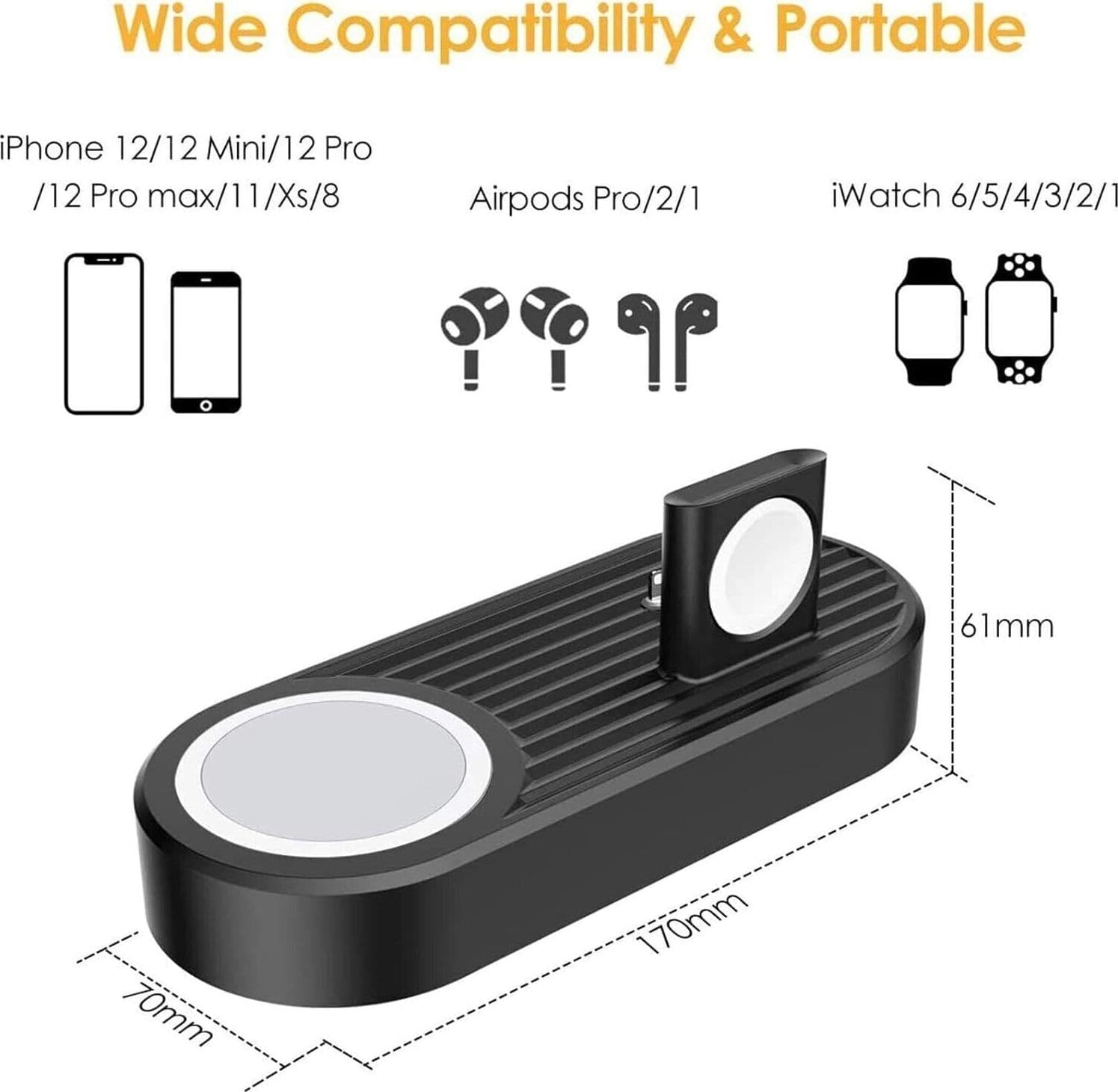Caricabatterie rapido wireless compatibile con prodotti di marca Apple - 6