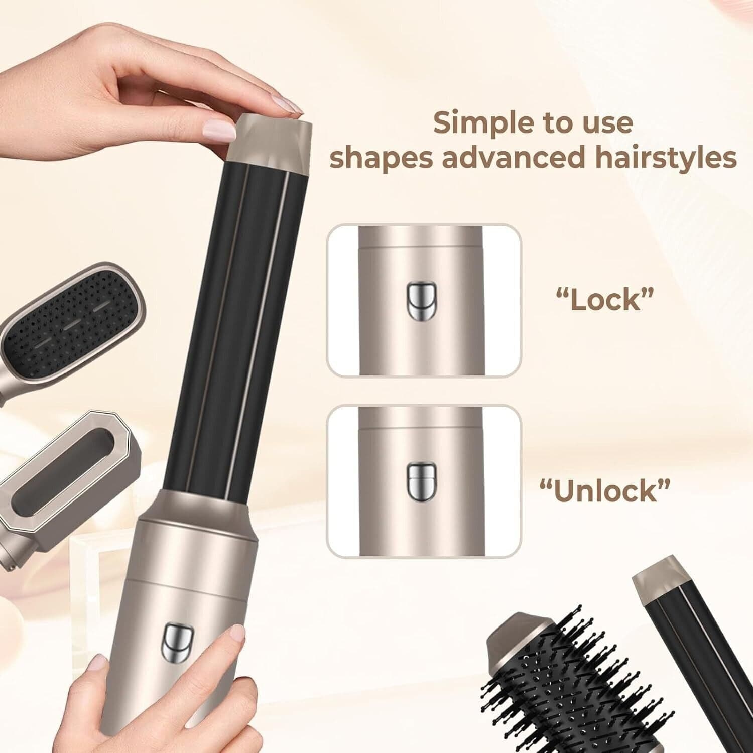 Spazzola Asciugacapelli Air Styler 6 in 1, UKLISS Hair Styler con Ferro - 7