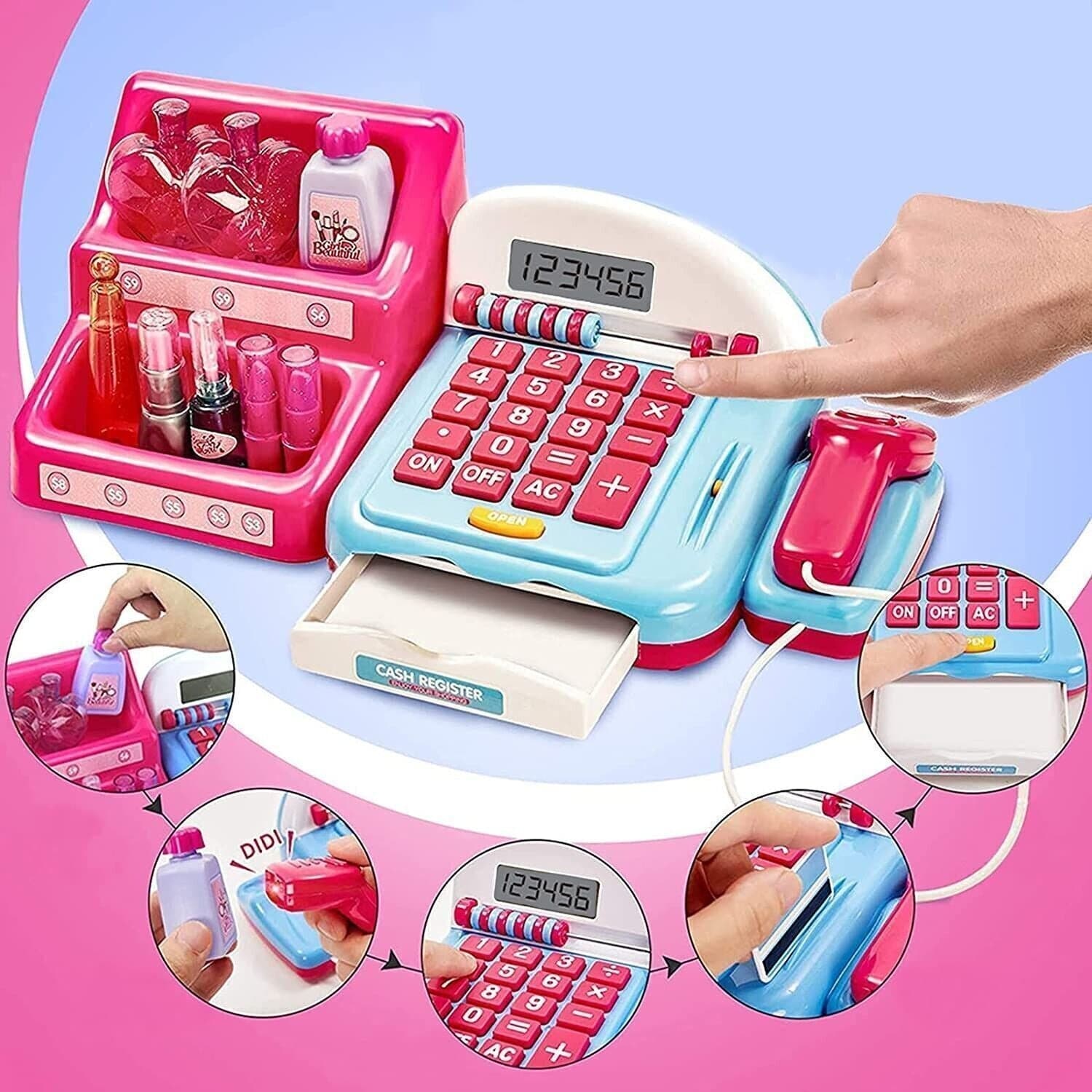 Set da Gioco elettronico con registratore di Cassa Abaco, calcolatrice, Scanner - 3