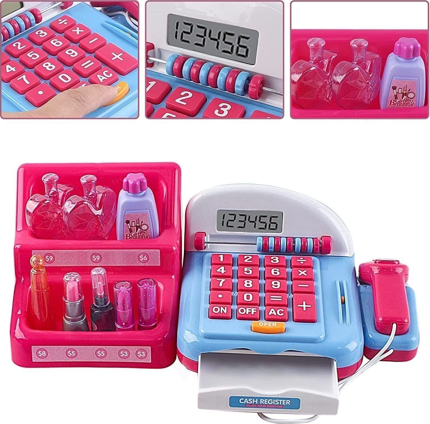 Set da Gioco elettronico con registratore di Cassa Abaco, calcolatrice, Scanner - 4