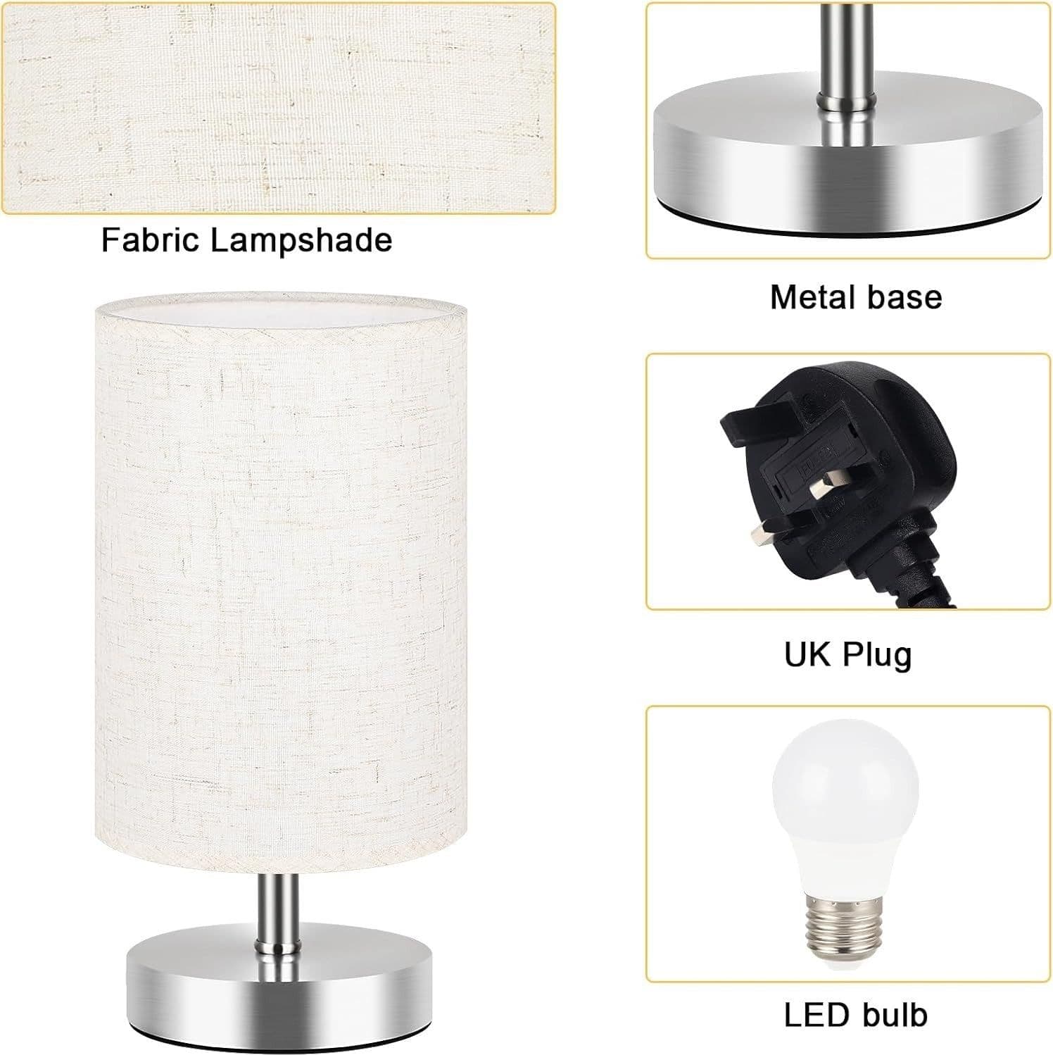 Lampada da comodino moderna a LED paralume in tessuto di lino beige lampada - 6