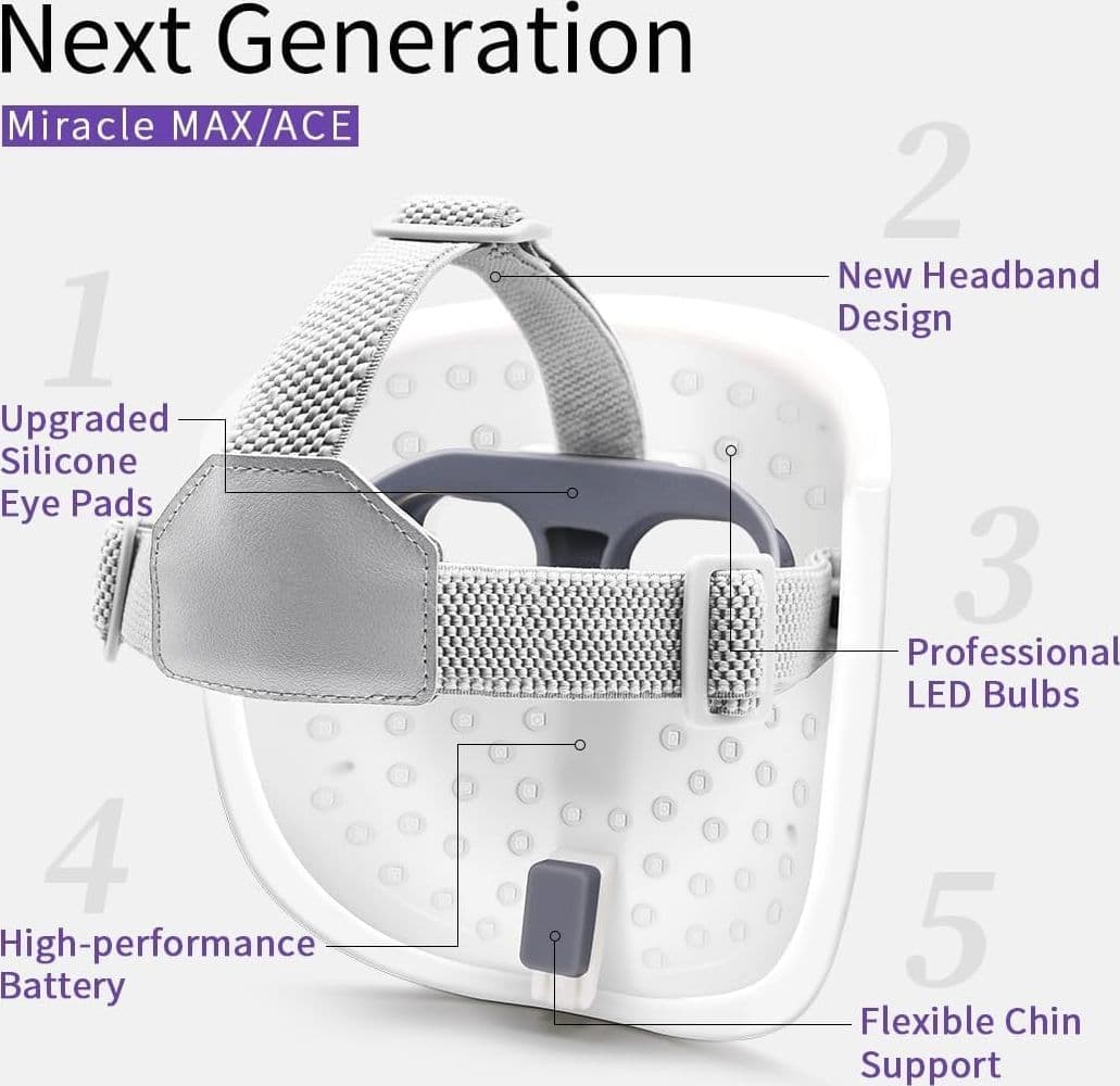 Maschera Viso LED, 8 Colori LED HIME SAMA Miracle ACE per la Cura della Pelle - 4