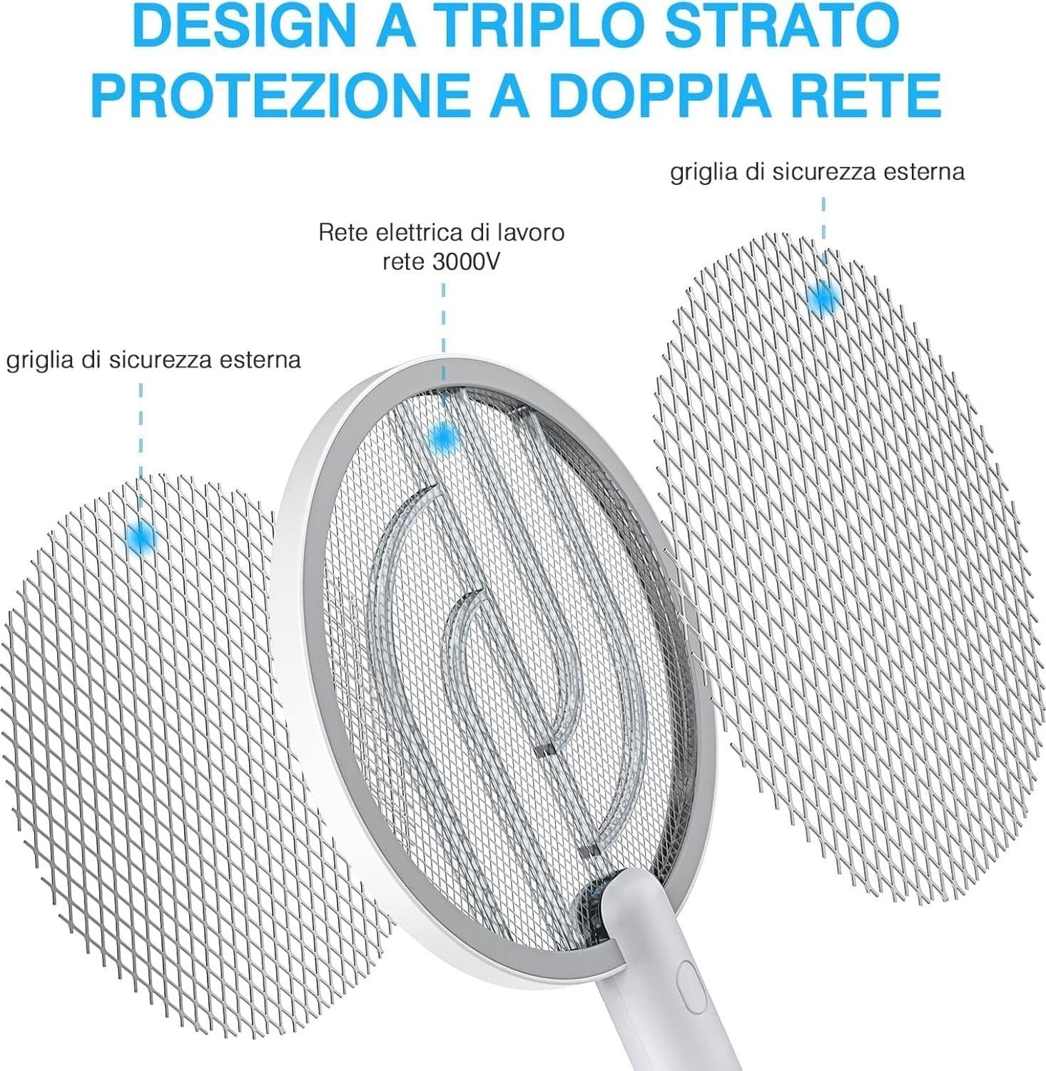 Racchetta antizanzare elettrica con LED ricaricabile tramite USB PALONE - 6