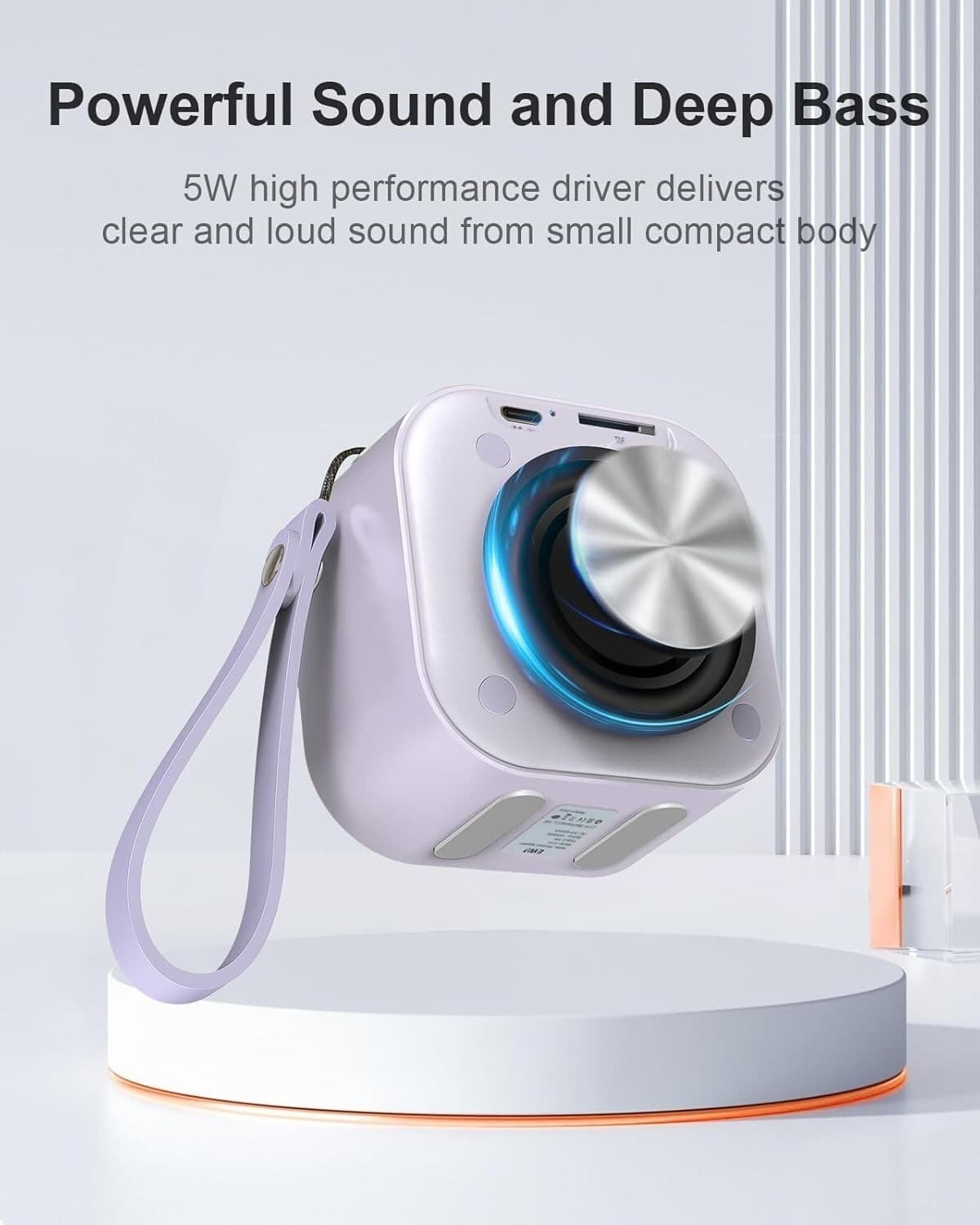 EWA Mini altoparlante wireless Bluetooth con cordino wireless portatile Viola - 3