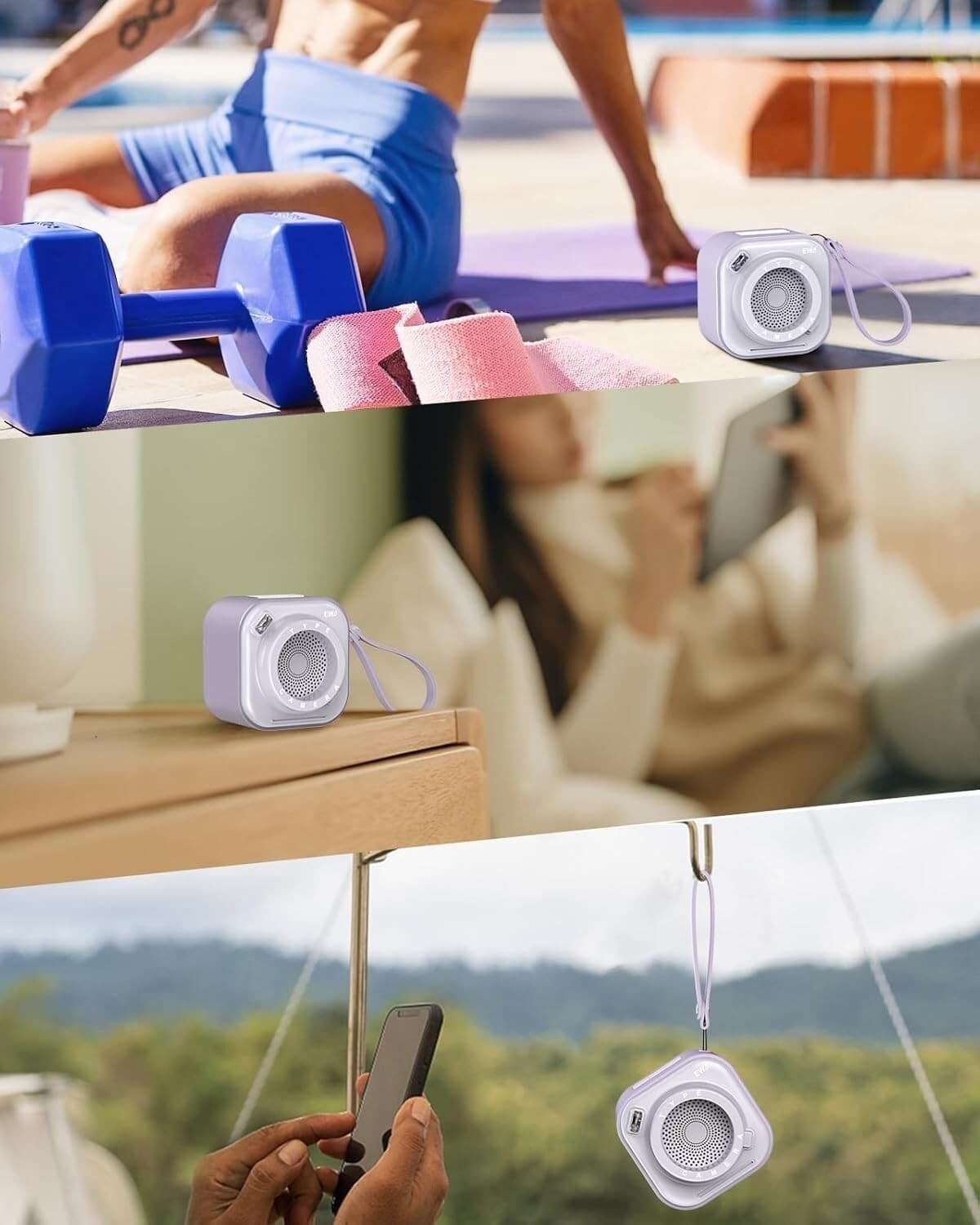 EWA Mini altoparlante wireless Bluetooth con cordino wireless portatile Viola - 8