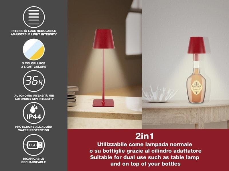 Lampada da Tavolo Senza Fili 2in1 Adattatore per bottiglie incluso Bper - 2
